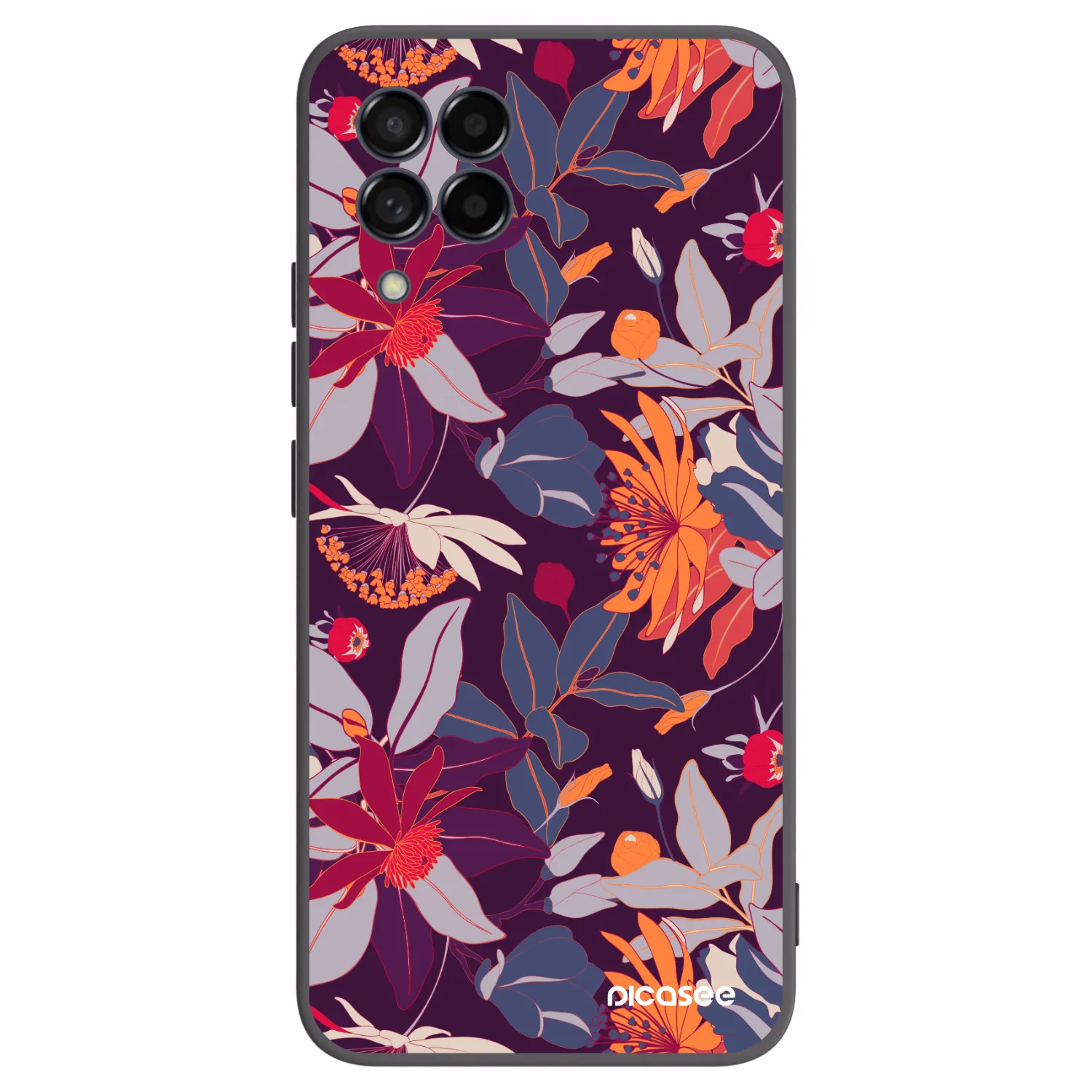Picasee fekete szilikon tok az alábbi mobiltelefonokra Samsung Galaxy M53 5G - Purple Leaf