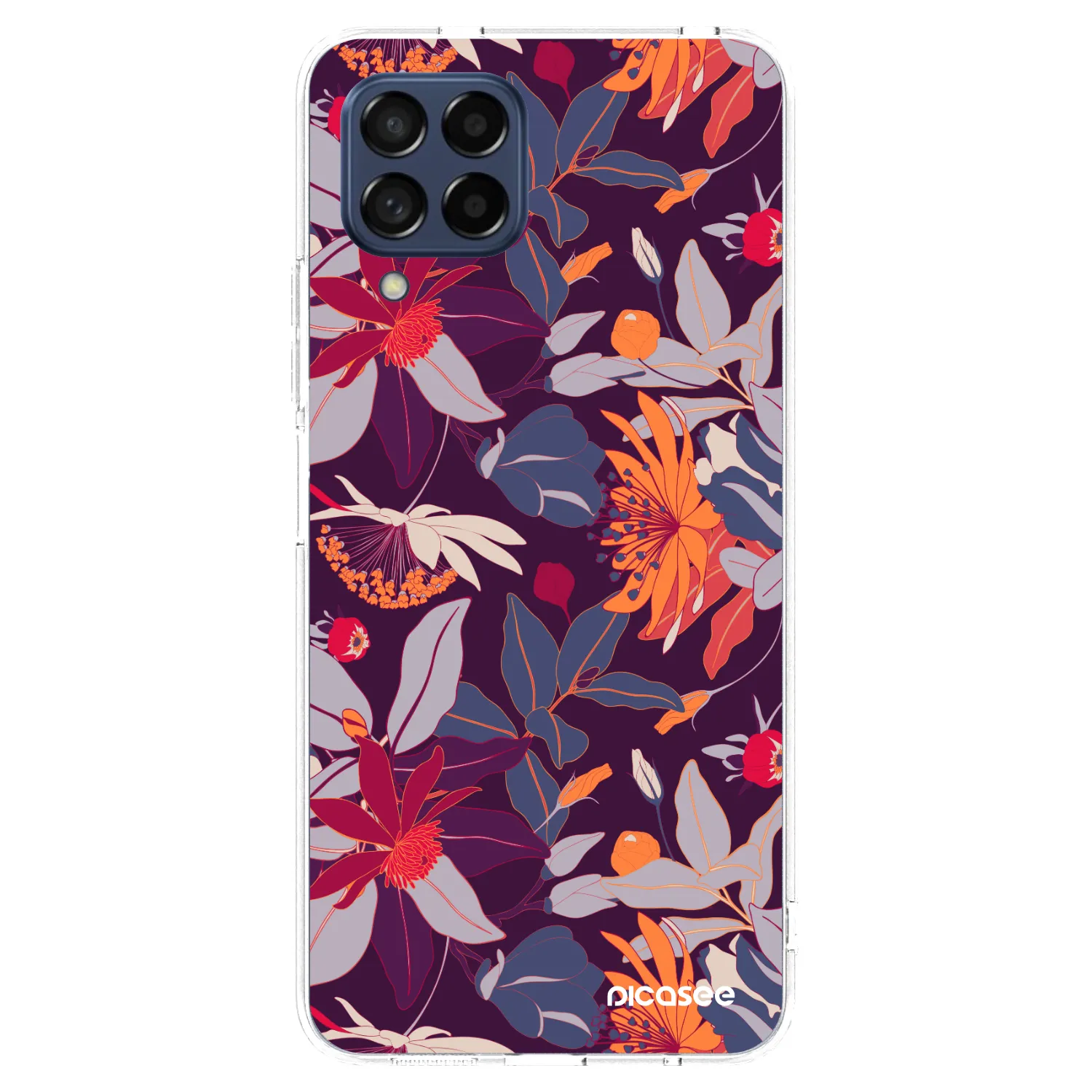 Picasee átlátszó szilikon tok az alábbi mobiltelefonokra Samsung Galaxy M53 5G - Purple Leaf