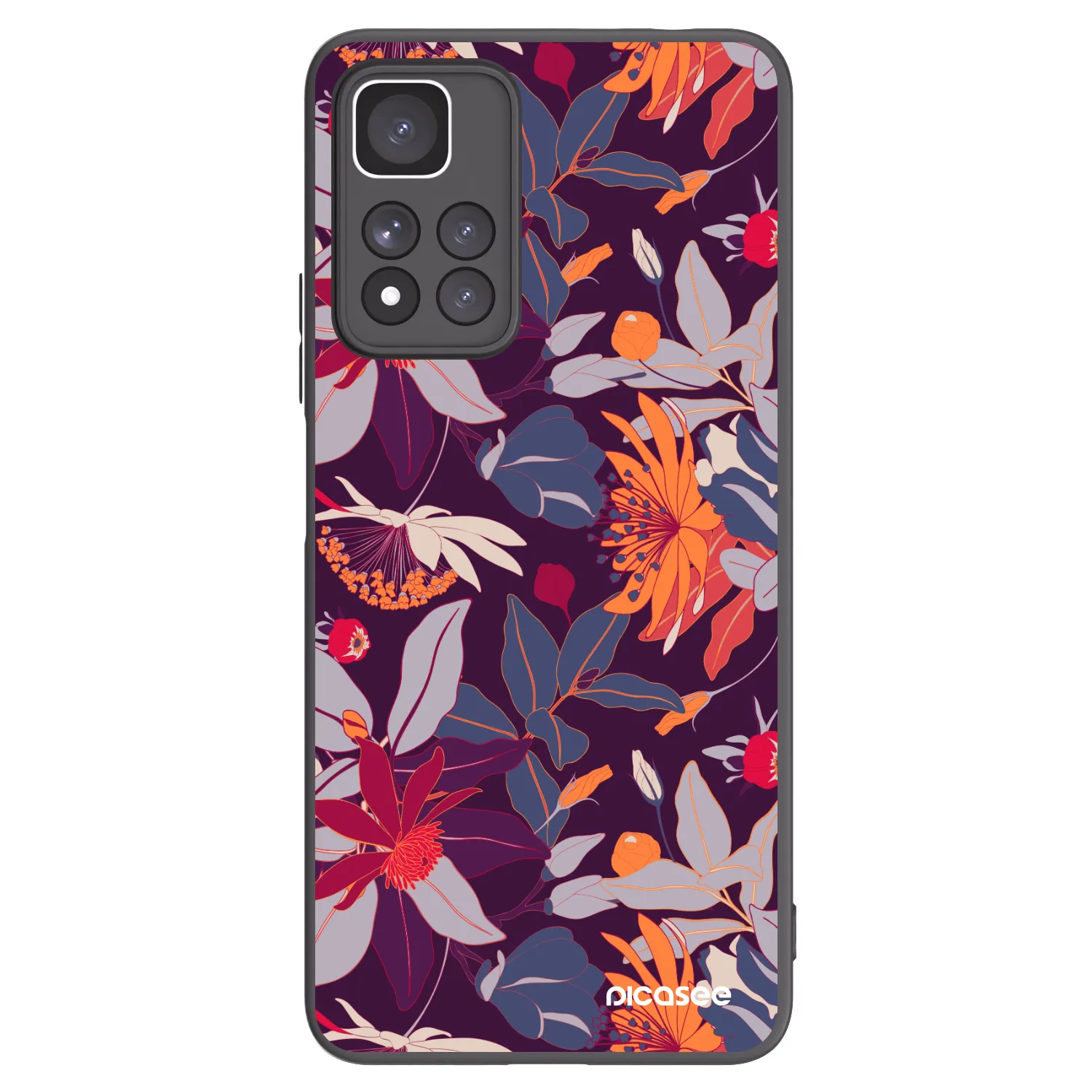 Picasee fekete szilikon tok az alábbi mobiltelefonokra Xiaomi Redmi Note 11 Pro+ 5G - Purple Leaf