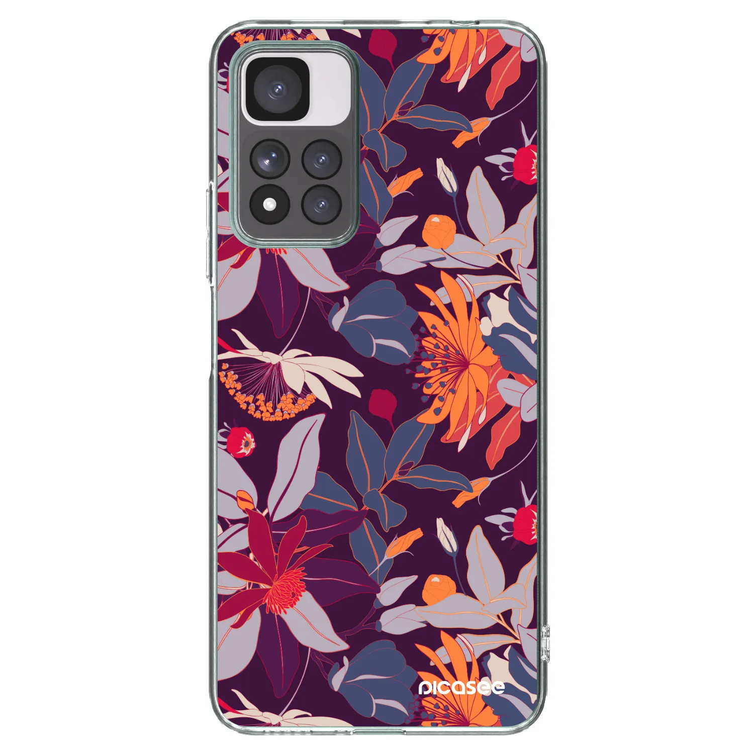 Picasee átlátszó szilikon tok az alábbi mobiltelefonokra Xiaomi Redmi Note 11 Pro+ 5G - Purple Leaf