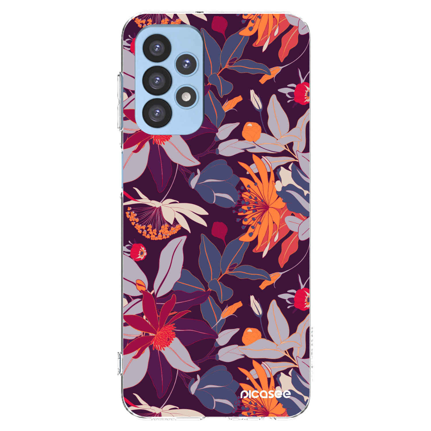 Picasee átlátszó szilikon tok az alábbi mobiltelefonokra Samsung Galaxy A23 A235F 4G - Purple Leaf