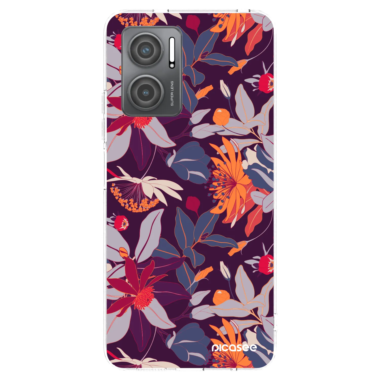 Picasee átlátszó szilikon tok az alábbi mobiltelefonokra Xiaomi Redmi 10 5G - Purple Leaf