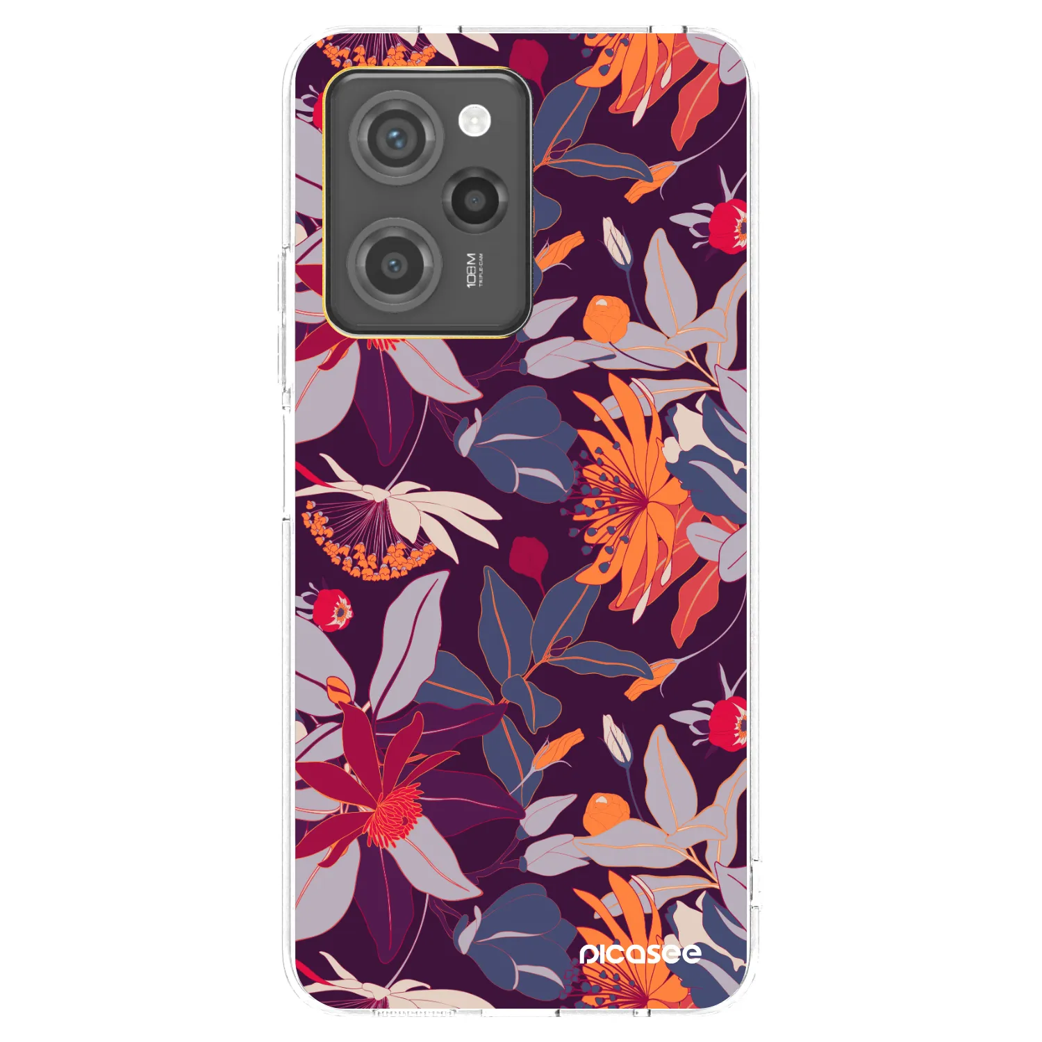 Picasee átlátszó szilikon tok az alábbi mobiltelefonokra Xiaomi Poco X5 Pro - Purple Leaf
