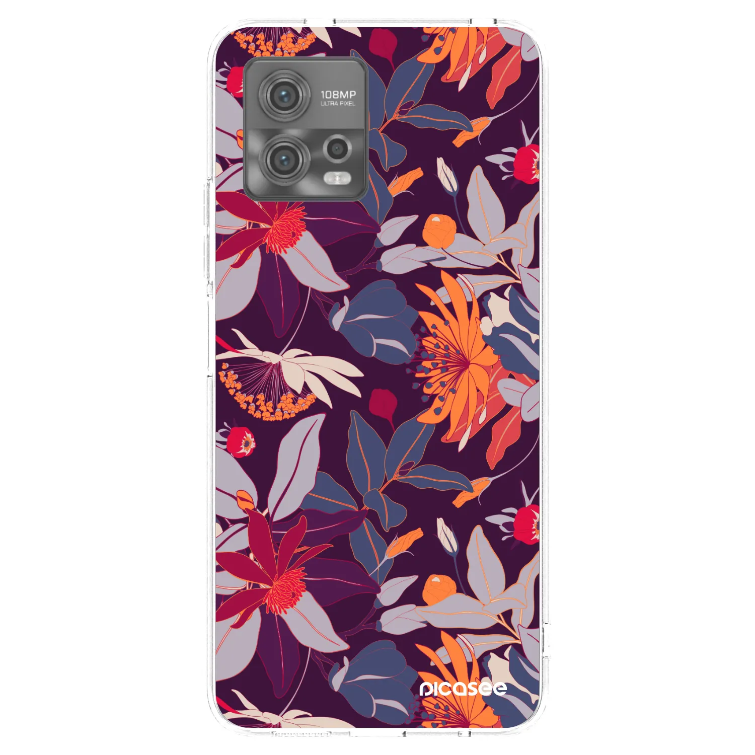 Picasee átlátszó szilikon tok az alábbi mobiltelefonokra Motorola Moto G72 - Purple Leaf