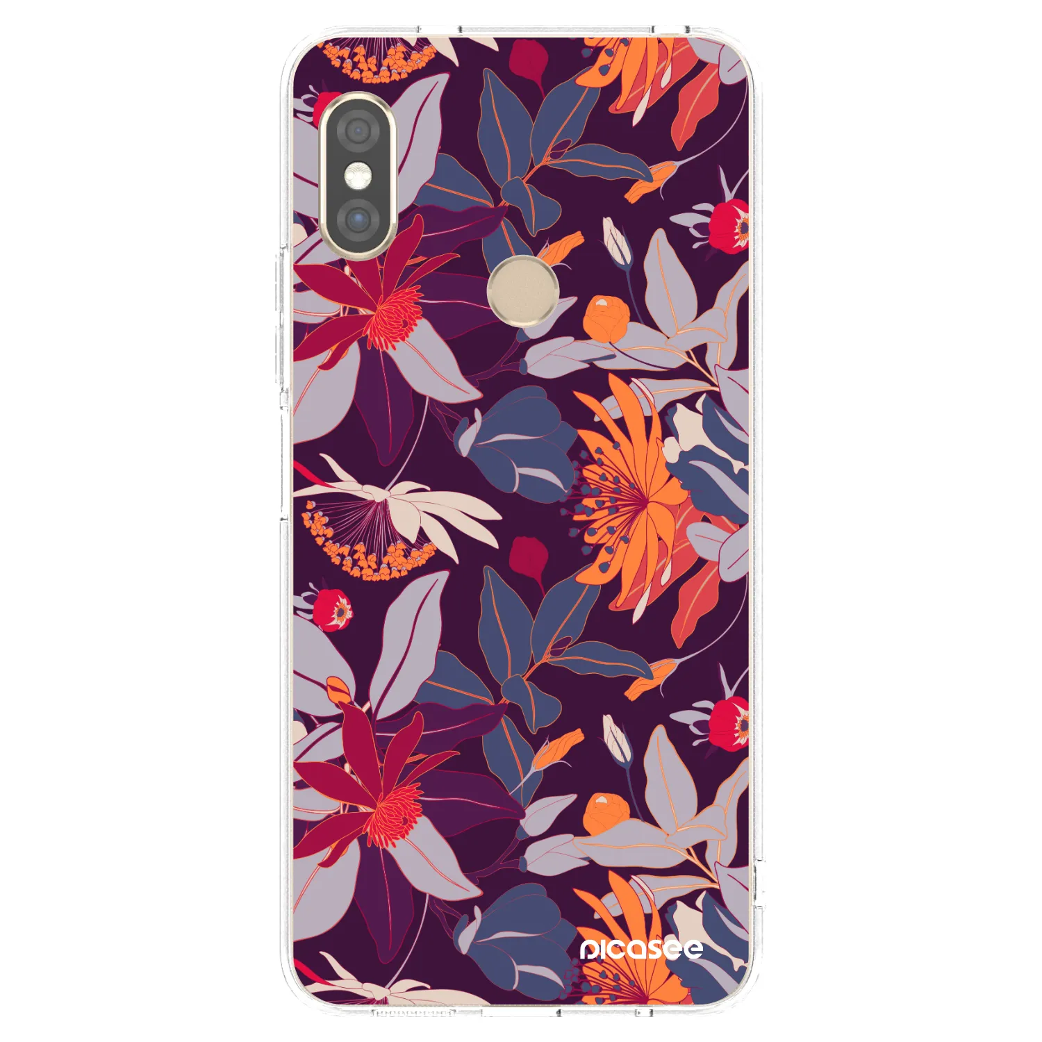 Picasee átlátszó szilikon tok az alábbi mobiltelefonokra Xiaomi Redmi Note 5 Global - Purple Leaf