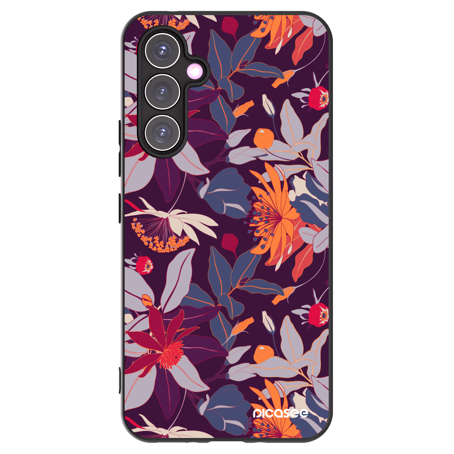 Picasee fekete szilikon tok az alábbi mobiltelefonokra Samsung Galaxy A54 5G A546B - Purple Leaf