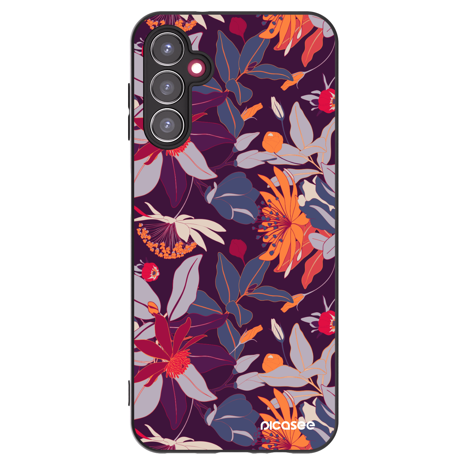 Picasee fekete szilikon tok az alábbi mobiltelefonokra Samsung Galaxy A14 4G A145R - Purple Leaf