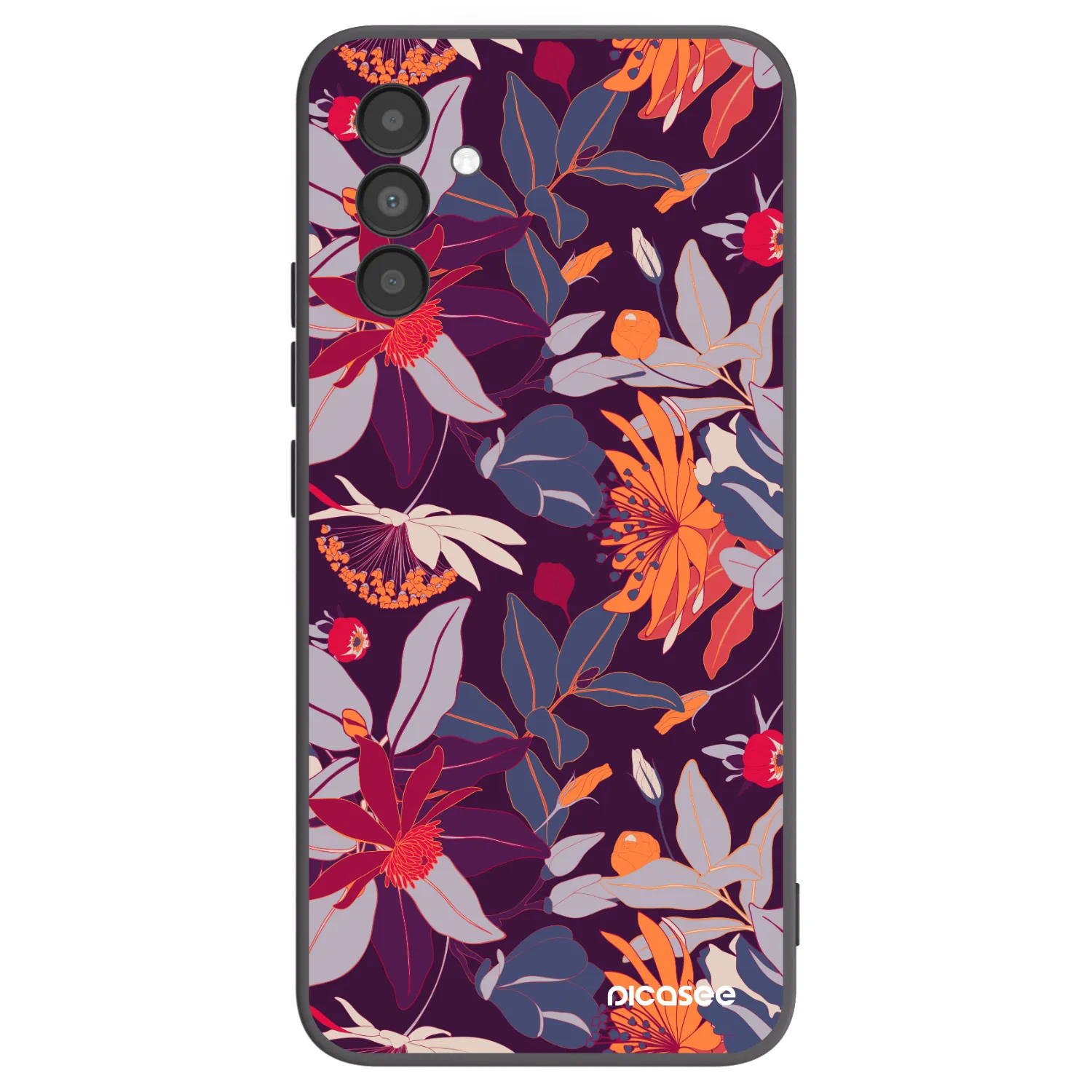 Picasee fekete szilikon tok az alábbi mobiltelefonokra Samsung Galaxy A04s A047F - Purple Leaf