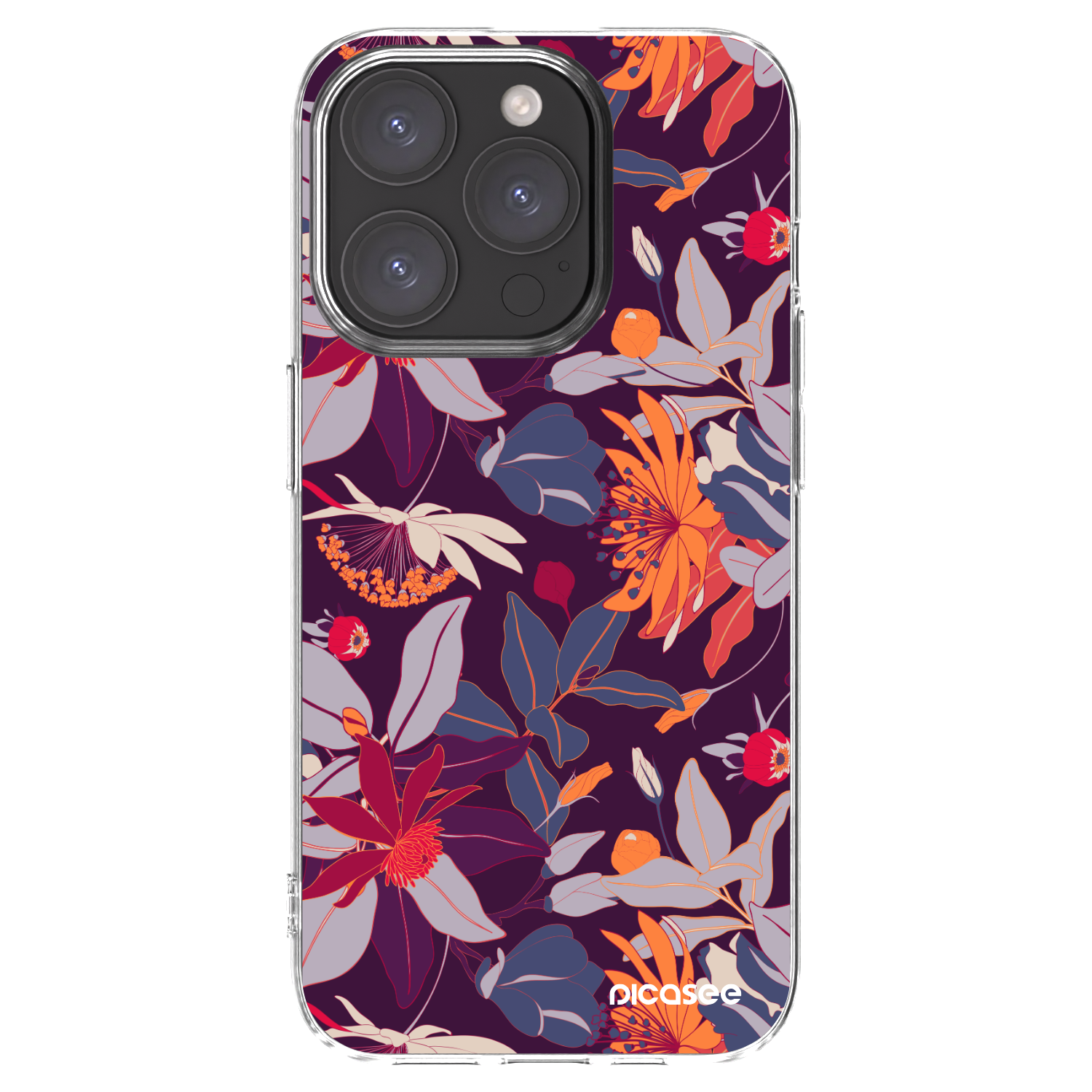 Picasee átlátszó szilikon tok az alábbi mobiltelefonokra Apple iPhone 15 Pro - Purple Leaf