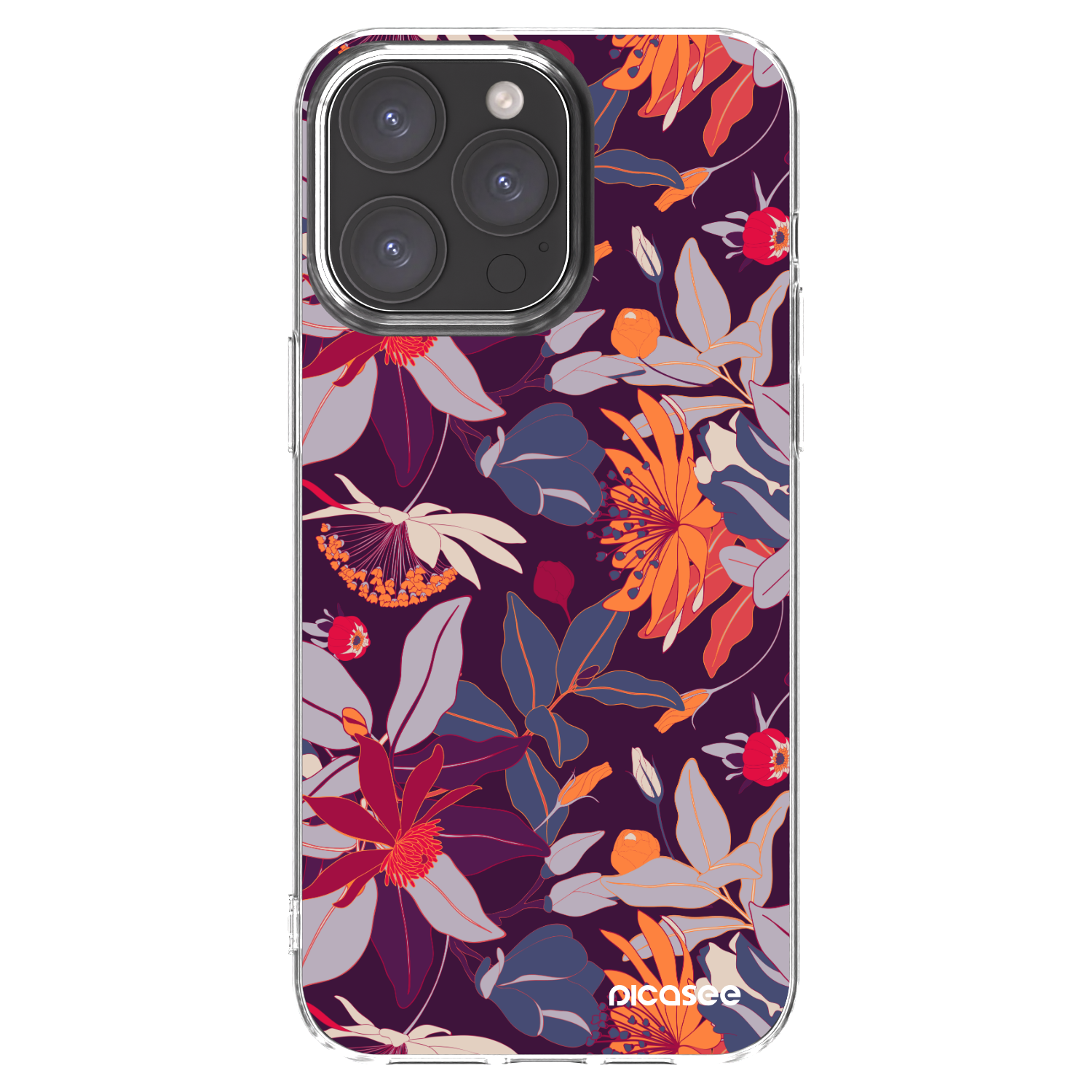 Picasee átlátszó szilikon tok az alábbi mobiltelefonokra Apple iPhone 15 Pro Max - Purple Leaf