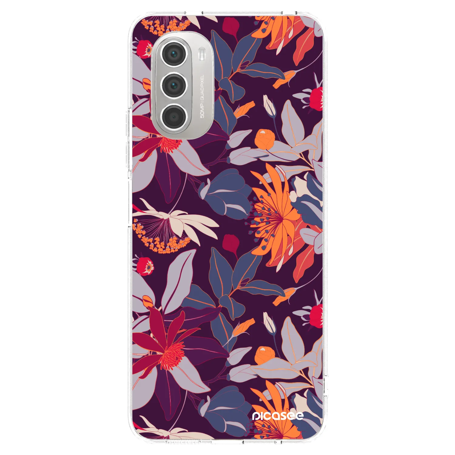 Picasee átlátszó szilikon tok az alábbi mobiltelefonokra Motorola Moto G51 - Purple Leaf