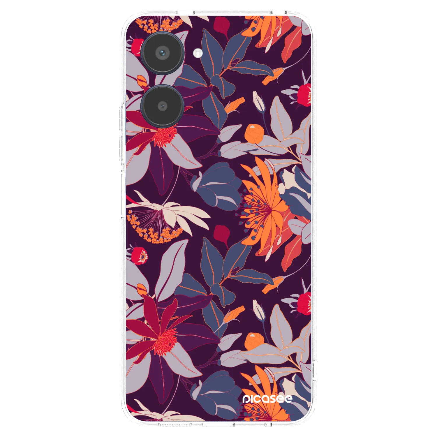 Picasee átlátszó szilikon tok az alábbi mobiltelefonokra Realme 10 4G - Purple Leaf