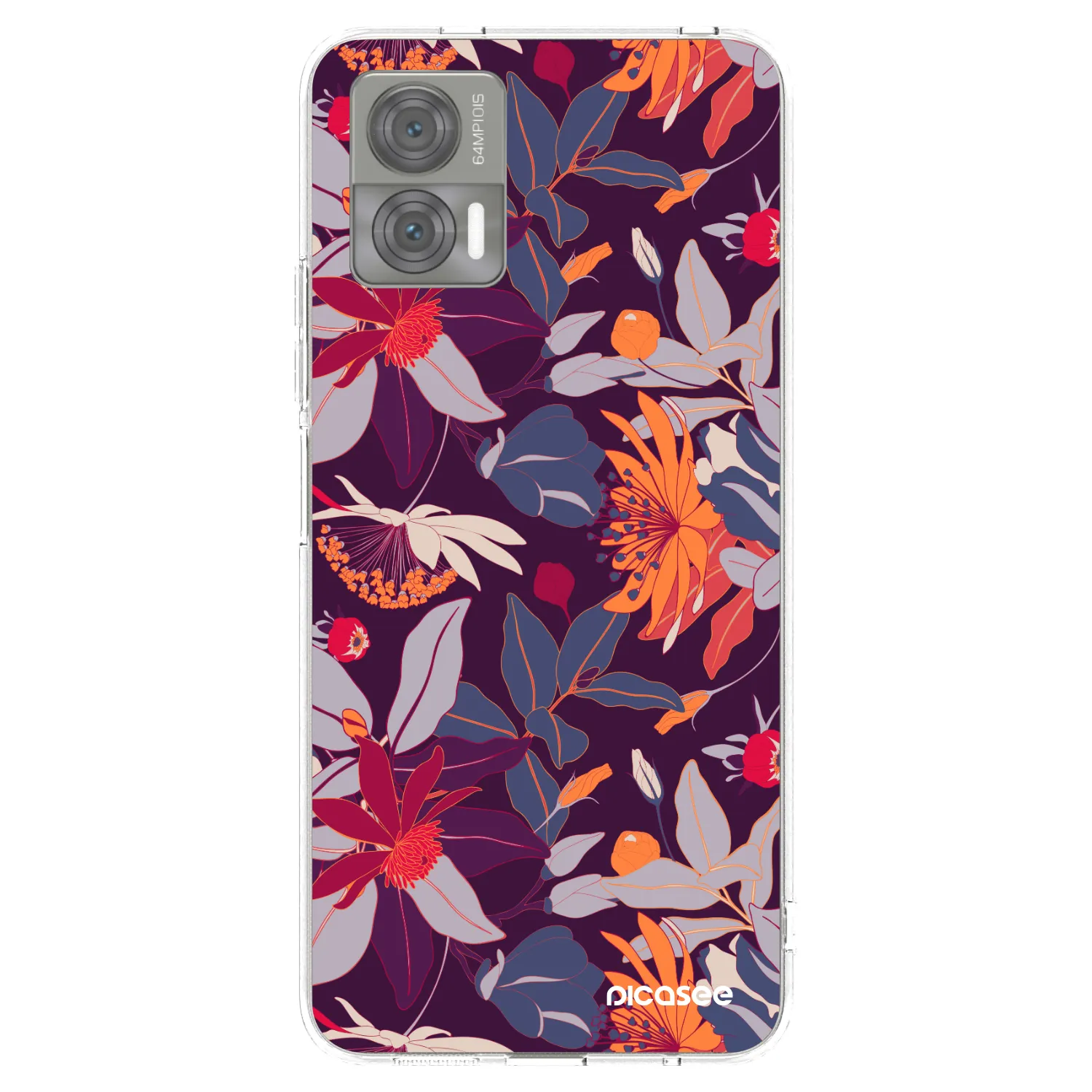 Picasee átlátszó szilikon tok az alábbi mobiltelefonokra Motorola Edge 30 Neo - Purple Leaf