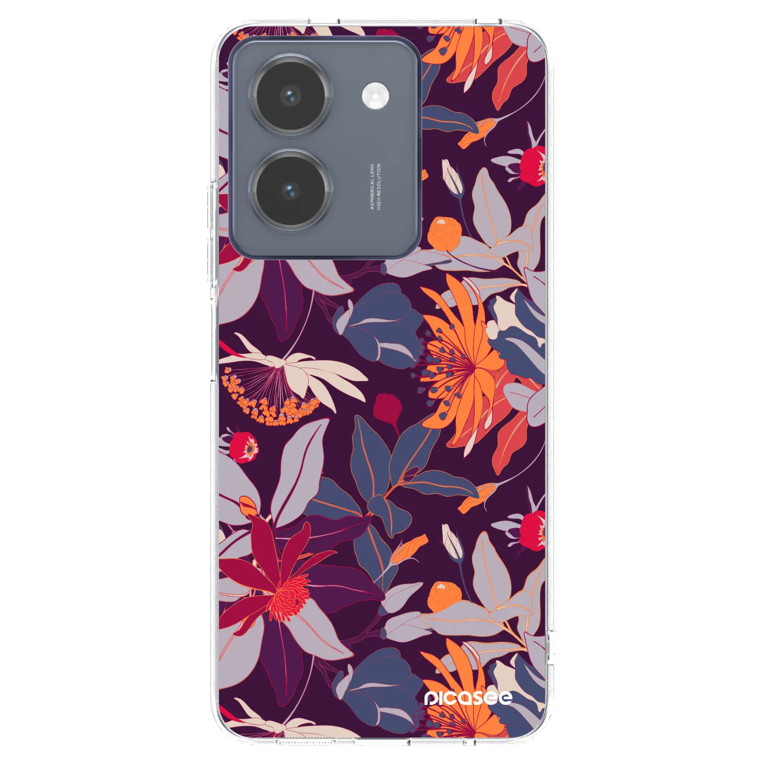 Picasee átlátszó szilikon tok az alábbi mobiltelefonokra Vivo Y36 4G - Purple Leaf
