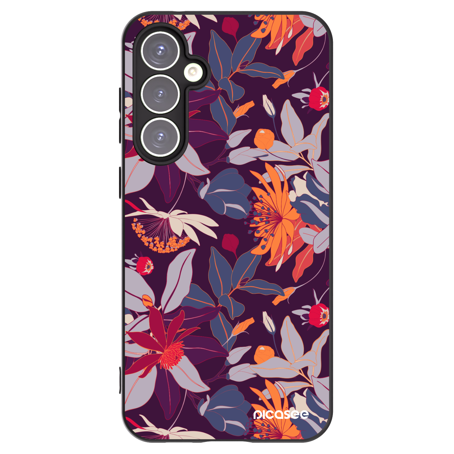 Picasee fekete szilikon tok az alábbi mobiltelefonokra Samsung Galaxy S23 FE S711B - Purple Leaf