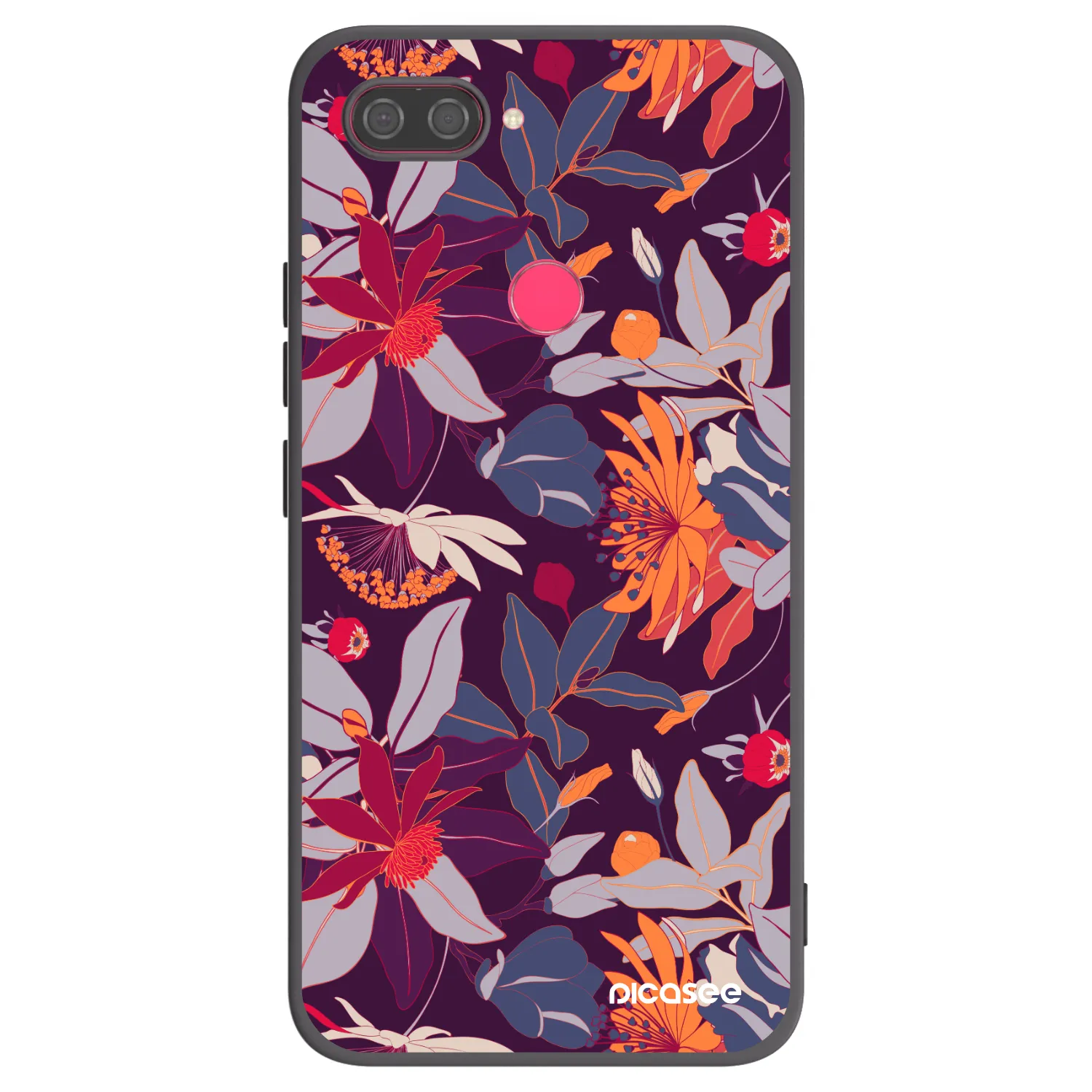 Picasee fekete szilikon tok az alábbi mobiltelefonokra Xiaomi Mi 8 Lite - Purple Leaf