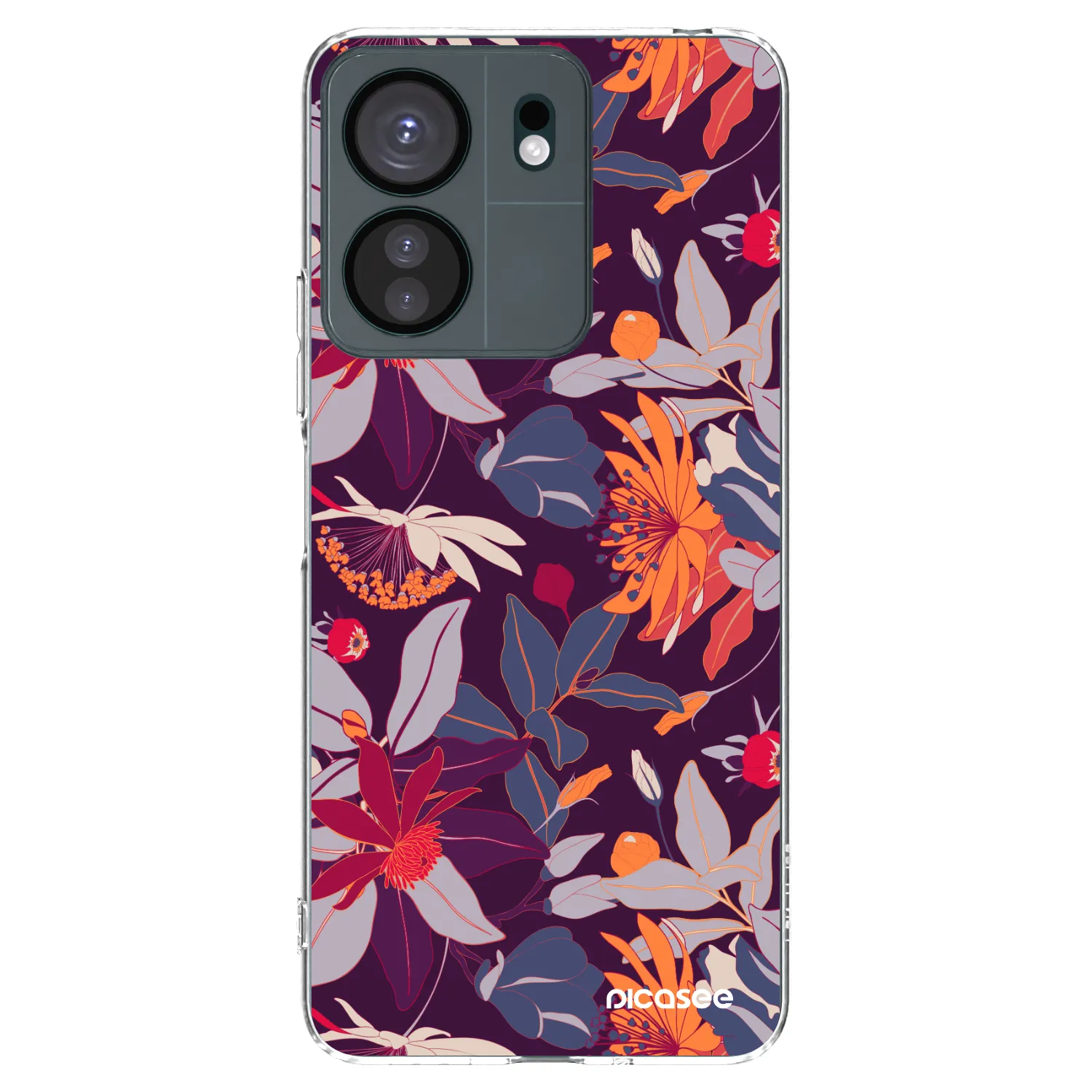 Picasee átlátszó szilikon tok az alábbi mobiltelefonokra Xiaomi Redmi 13C 4G - Purple Leaf