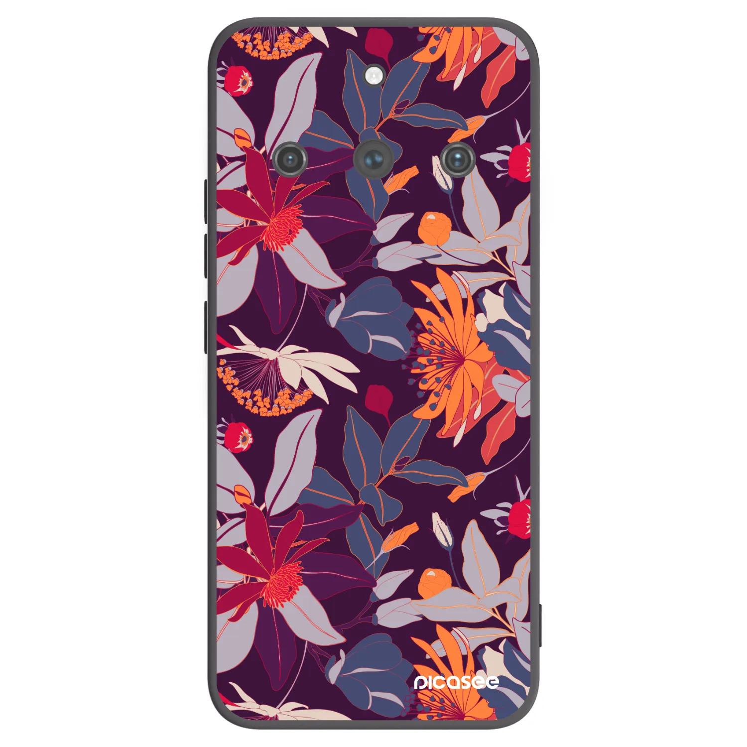 Picasee fekete szilikon tok az alábbi mobiltelefonokra Realme 11 Pro+ - Purple Leaf