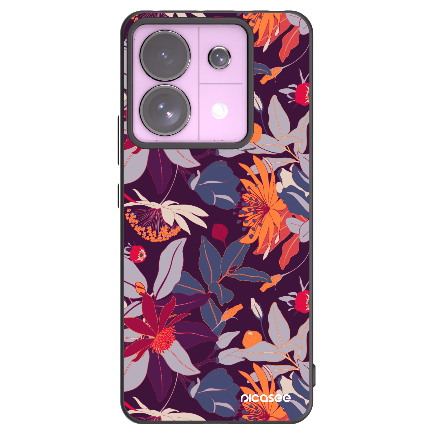 Picasee fekete szilikon tok az alábbi mobiltelefonokra Xiaomi Redmi Note 13 Pro 5G - Purple Leaf