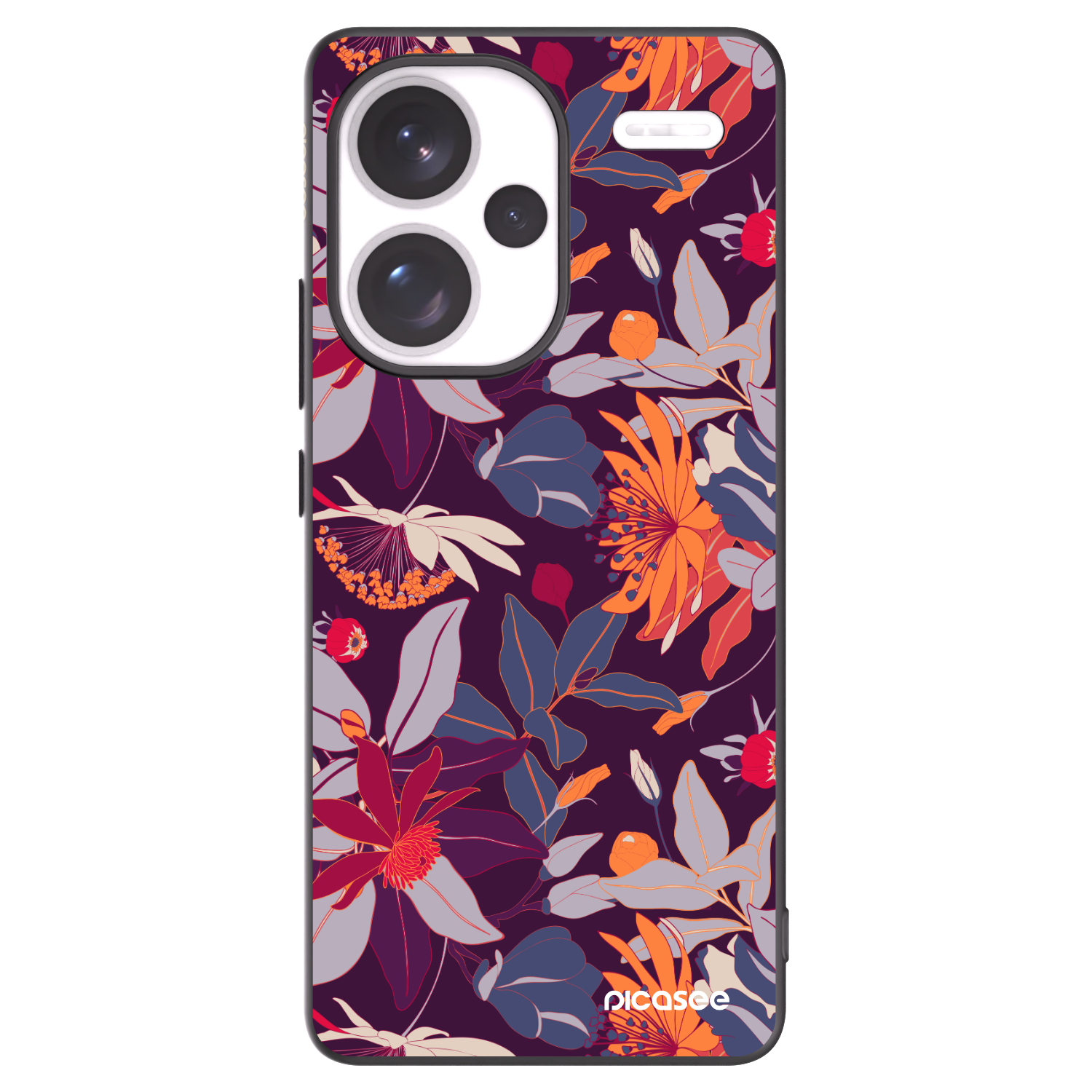 Picasee fekete szilikon tok az alábbi mobiltelefonokra Xiaomi Redmi Note 13 Pro+ 5G - Purple Leaf
