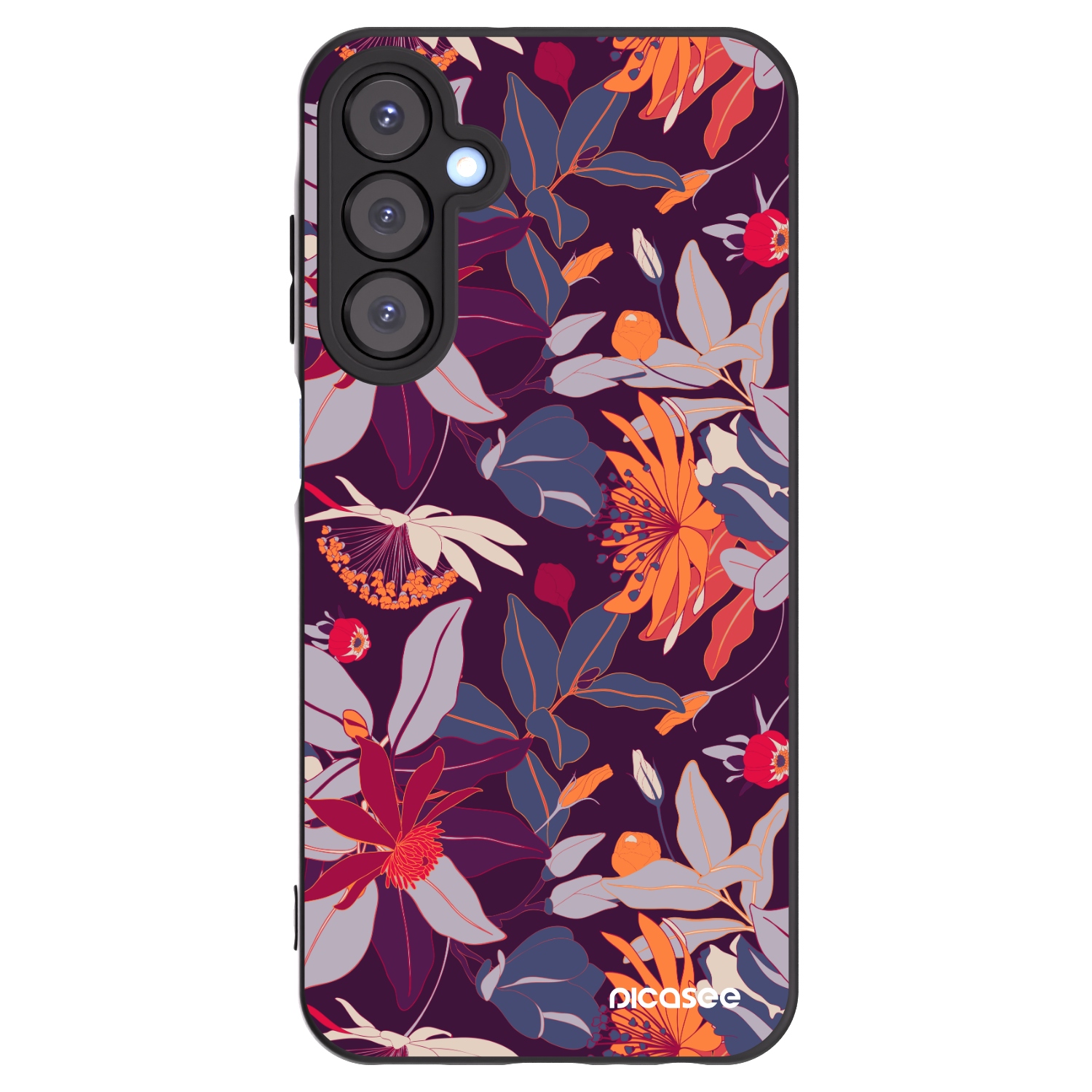 Picasee fekete szilikon tok az alábbi mobiltelefonokra Samsung Galaxy A25 A256B 5G - Purple Leaf