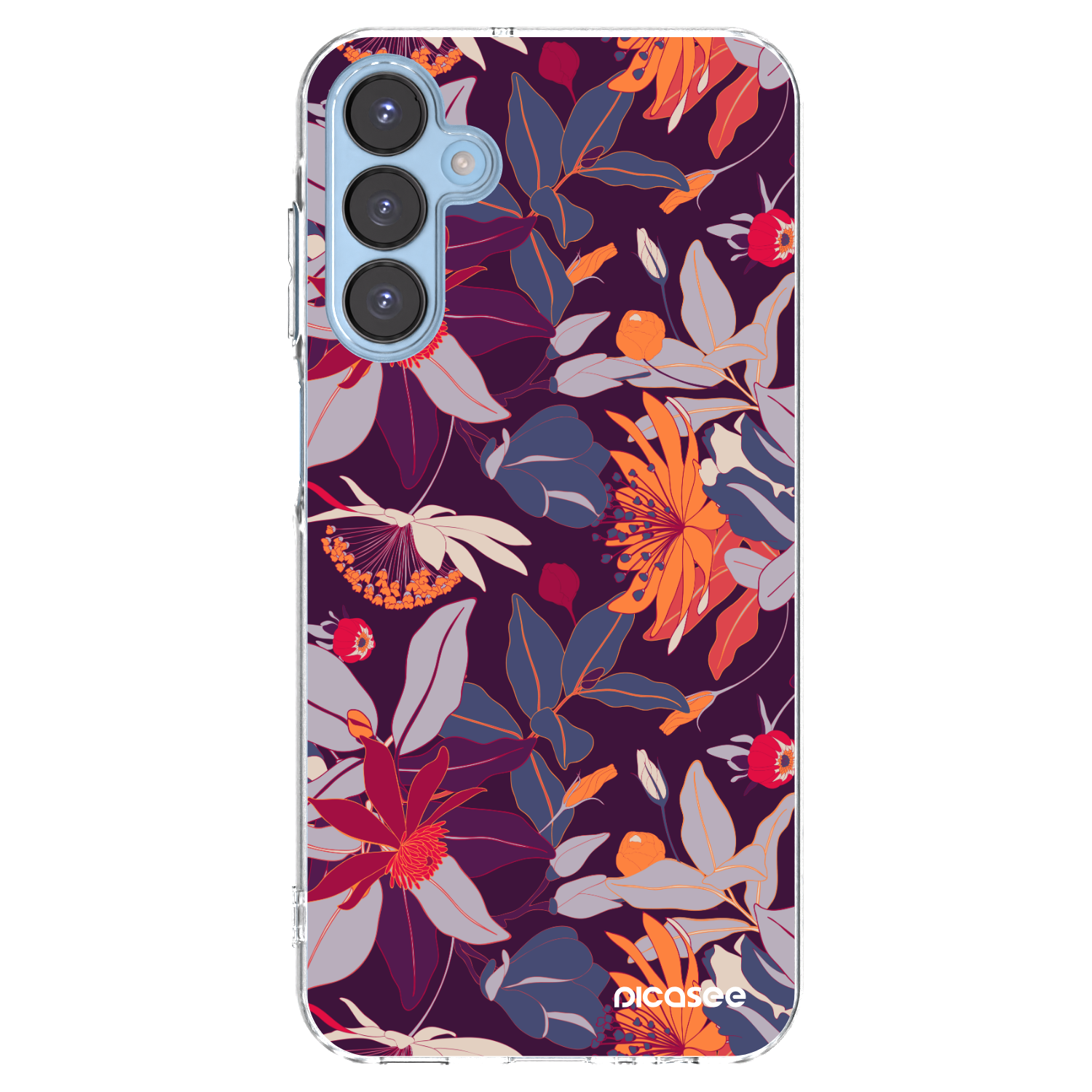 Picasee átlátszó szilikon tok az alábbi mobiltelefonokra Samsung Galaxy A15 A156B 5G - Purple Leaf