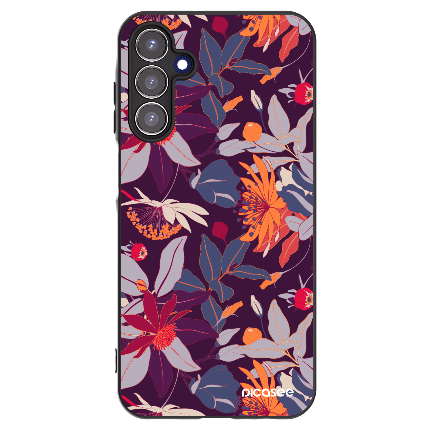 Picasee fekete szilikon tok az alábbi mobiltelefonokra Samsung Galaxy A15 A155F 4G - Purple Leaf