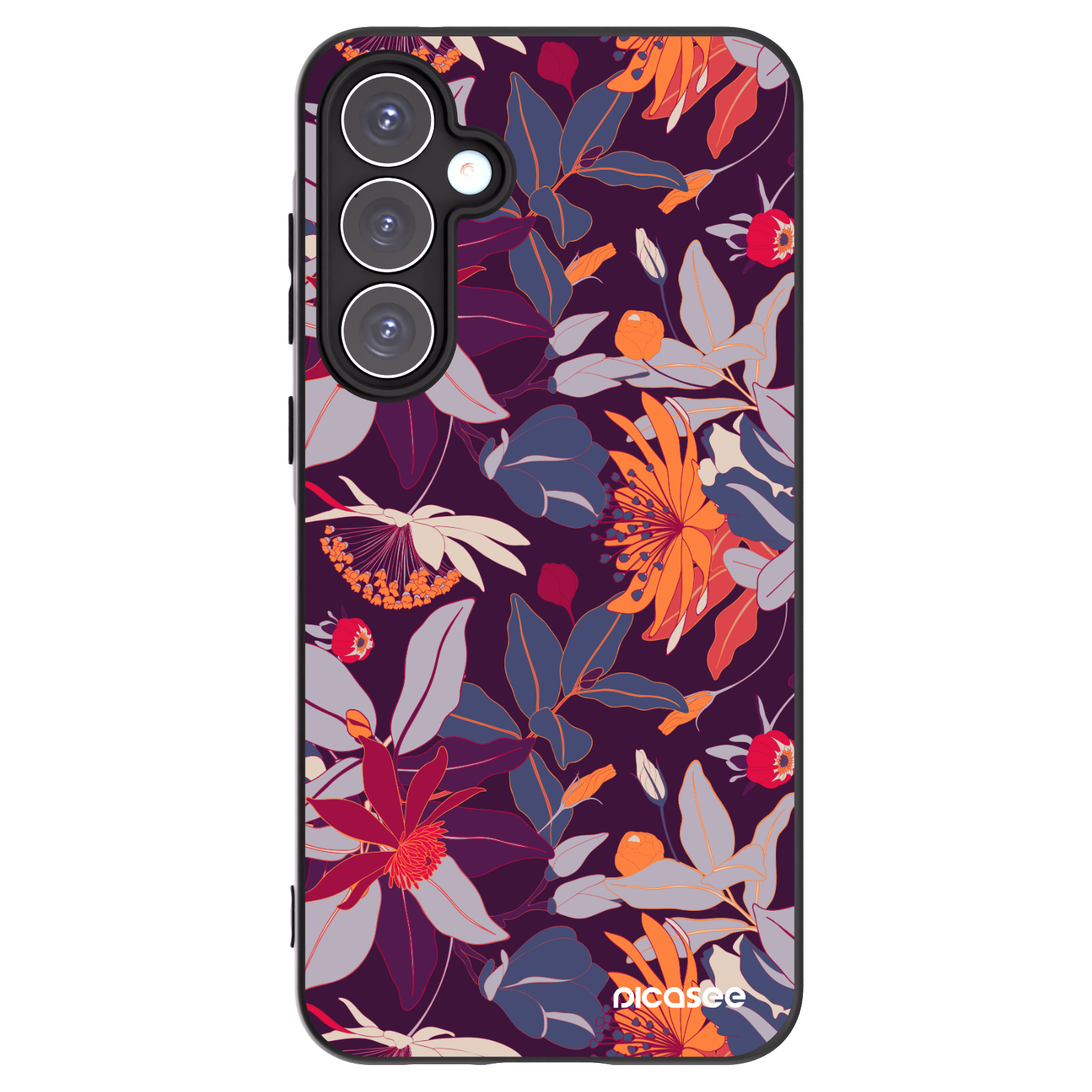 Picasee fekete szilikon tok az alábbi mobiltelefonokra Samsung Galaxy A55 5G A556B - Purple Leaf
