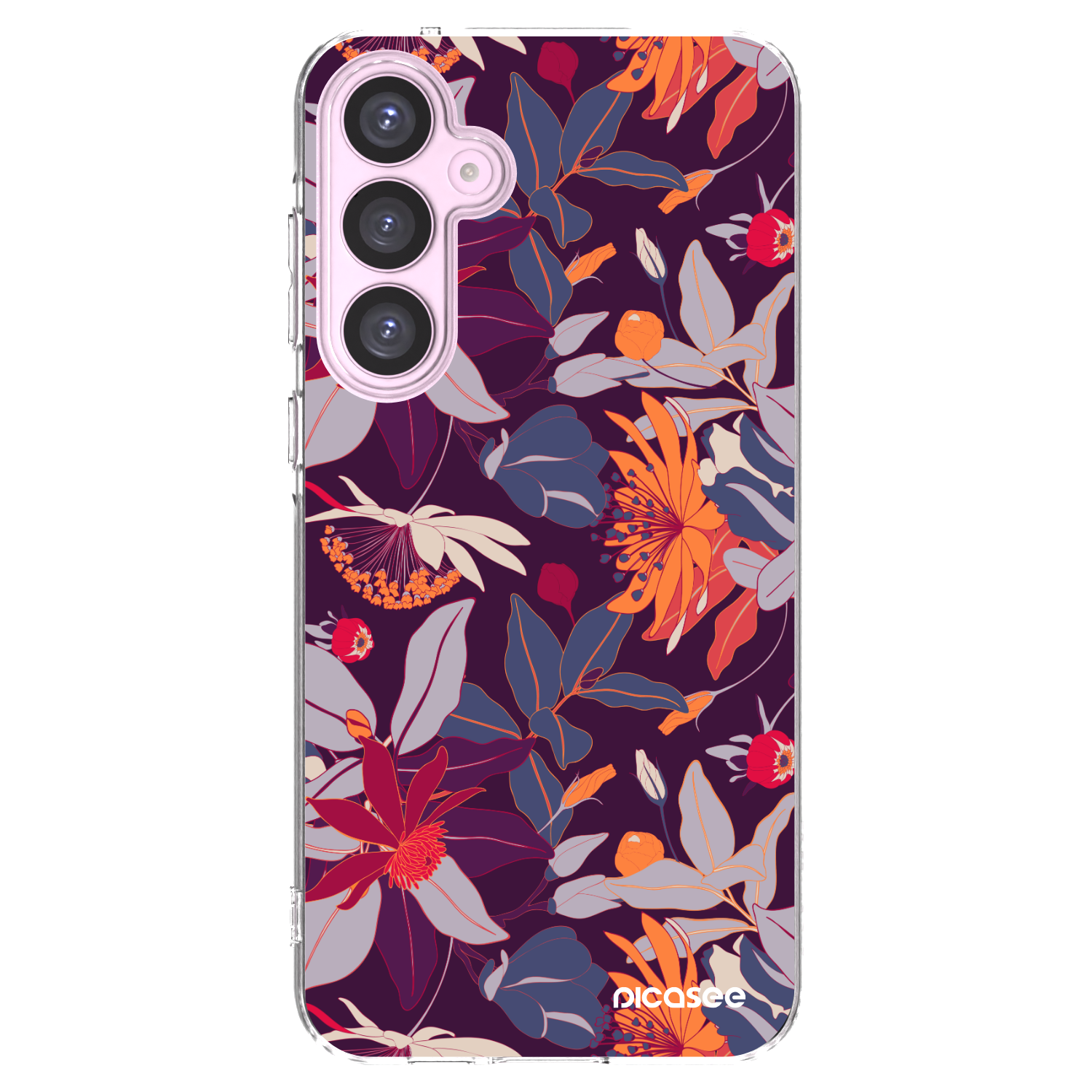 Picasee átlátszó szilikon tok az alábbi mobiltelefonokra Samsung Galaxy A55 5G A556B - Purple Leaf