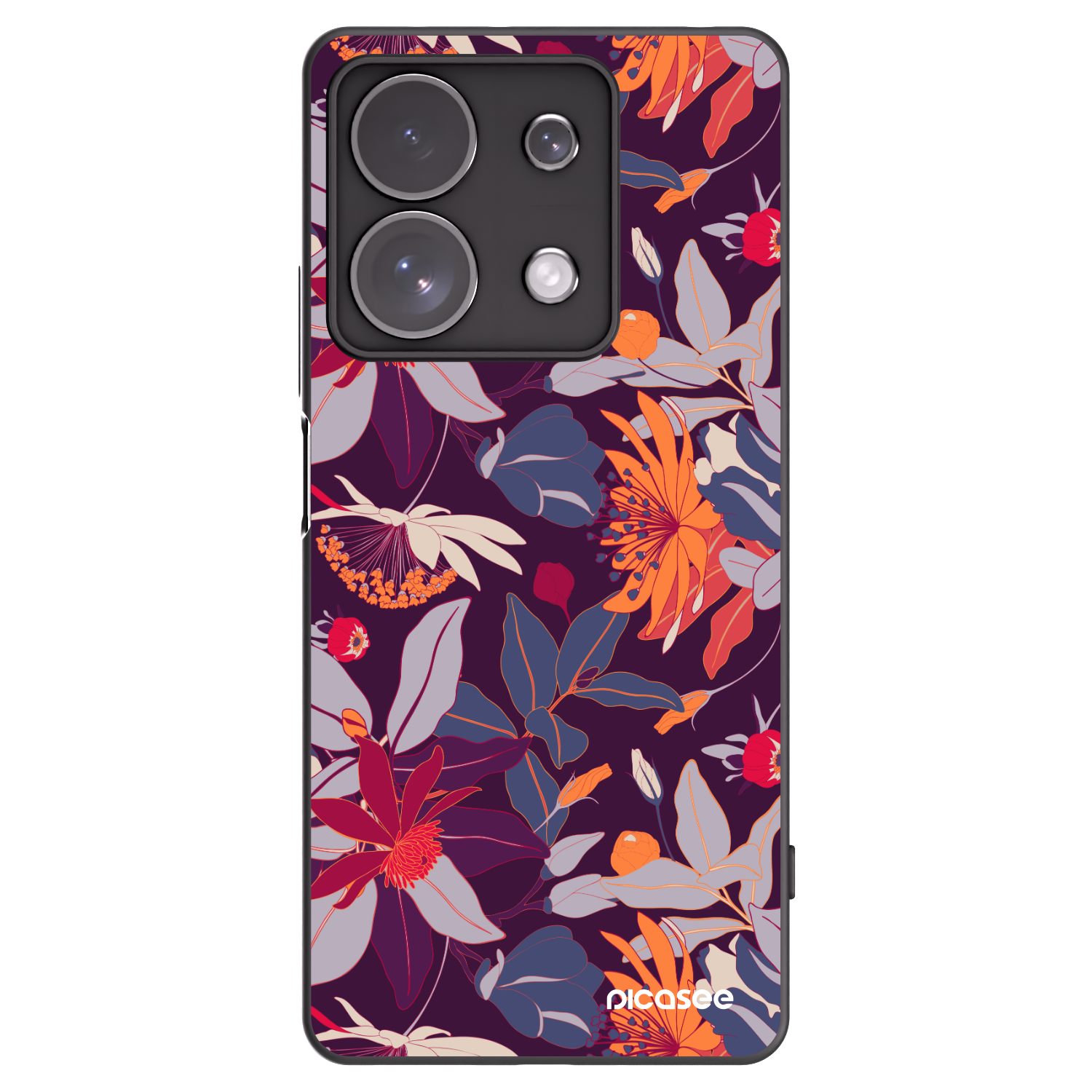 Picasee fekete szilikon tok az alábbi mobiltelefonokra Xiaomi Redmi Note 13 Pro 4G - Purple Leaf