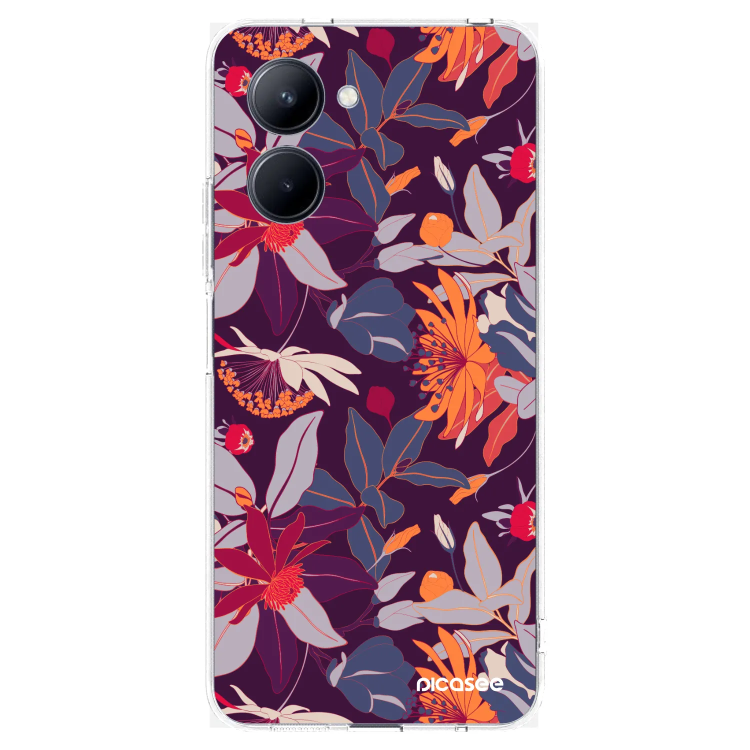 Picasee átlátszó szilikon tok az alábbi mobiltelefonokra Realme C33 (2023) - Purple Leaf