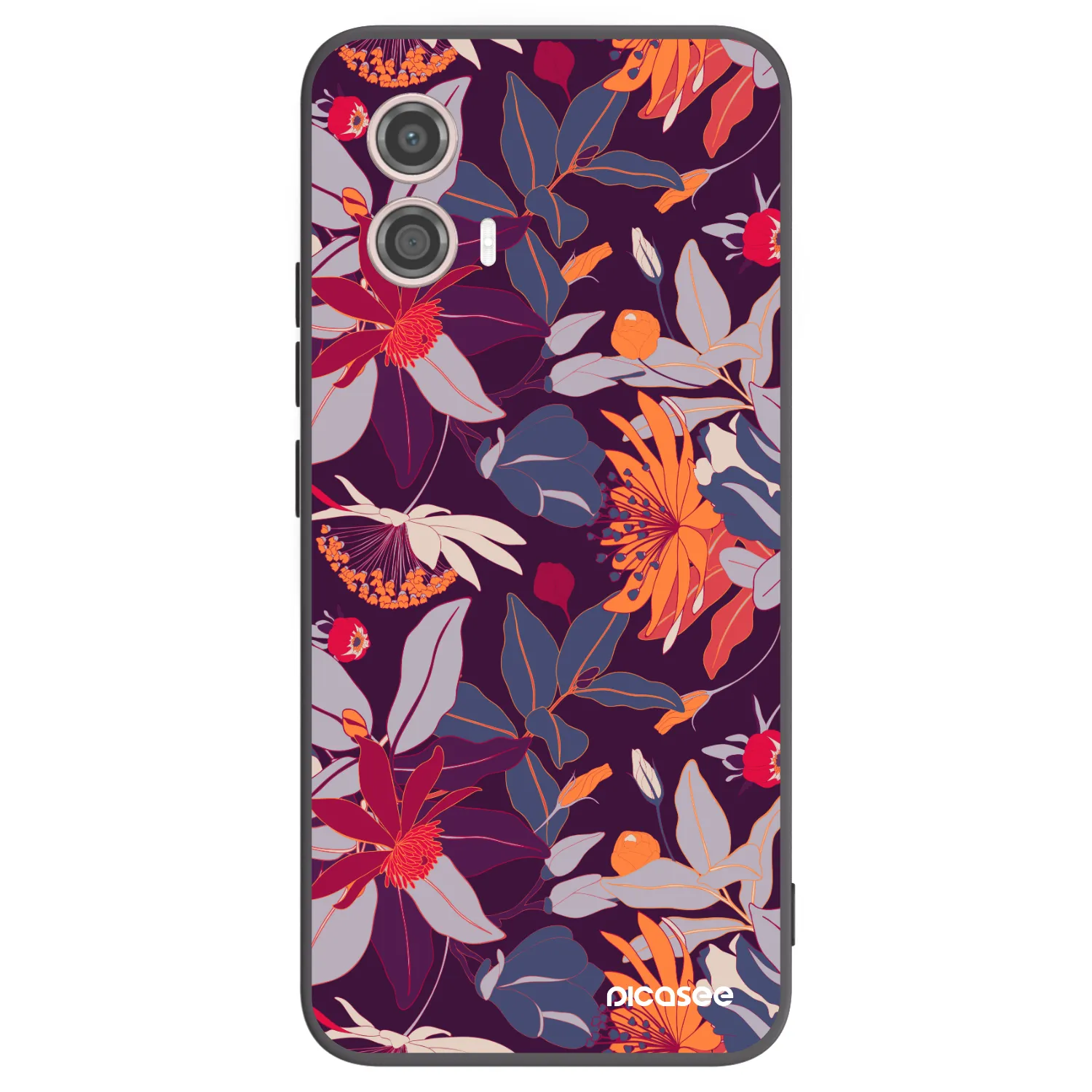 Picasee fekete szilikon tok az alábbi mobiltelefonokra Motorola Moto G53 5G - Purple Leaf