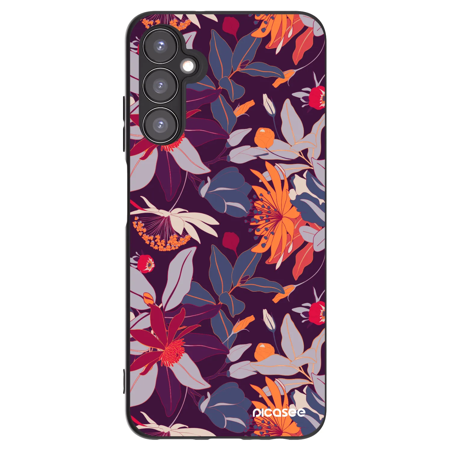 Picasee fekete szilikon tok az alábbi mobiltelefonokra Samsung Galaxy A05s A057G - Purple Leaf