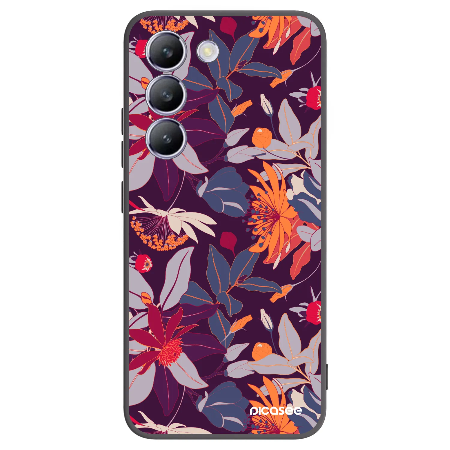 Picasee fekete szilikon tok az alábbi mobiltelefonokra Vivo V40 SE 5G - Purple Leaf