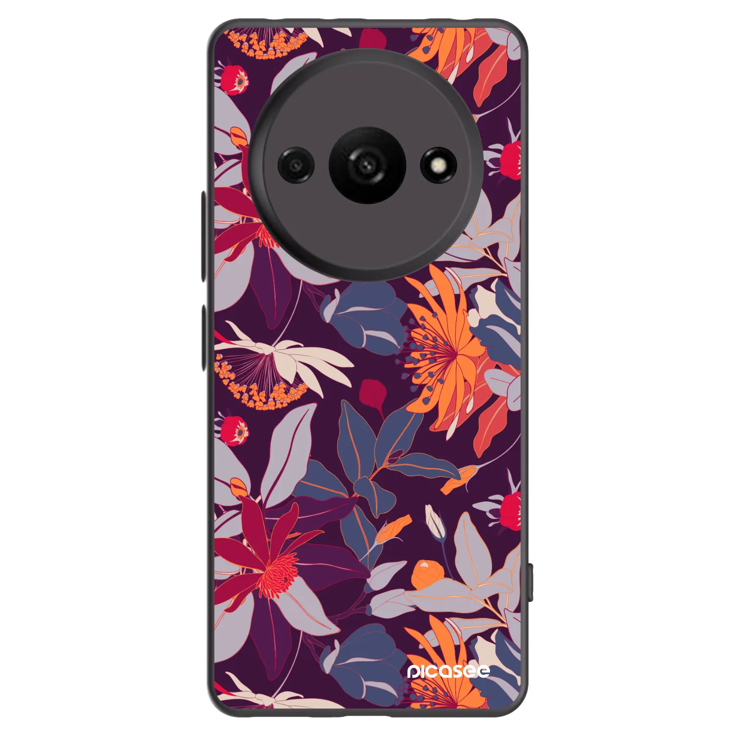 Picasee fekete szilikon tok az alábbi mobiltelefonokra Xiaomi Redmi A3 - Purple Leaf