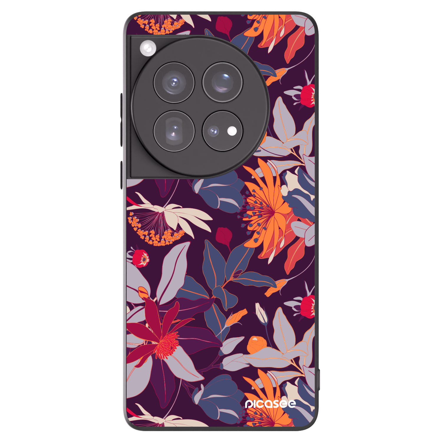 Picasee fekete szilikon tok az alábbi mobiltelefonokra OnePlus 12 5G - Purple Leaf