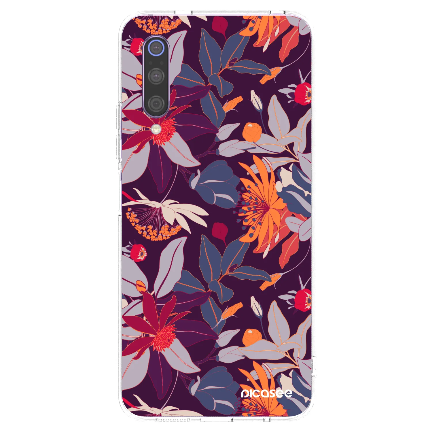 Picasee átlátszó szilikon tok az alábbi mobiltelefonokra Xiaomi Mi 9 - Purple Leaf