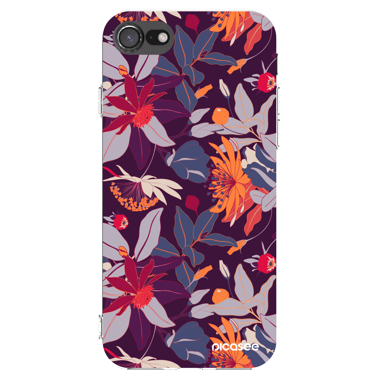 Picasee átlátszó szilikon tok az alábbi mobiltelefonokra Apple iPhone 7 - Purple Leaf