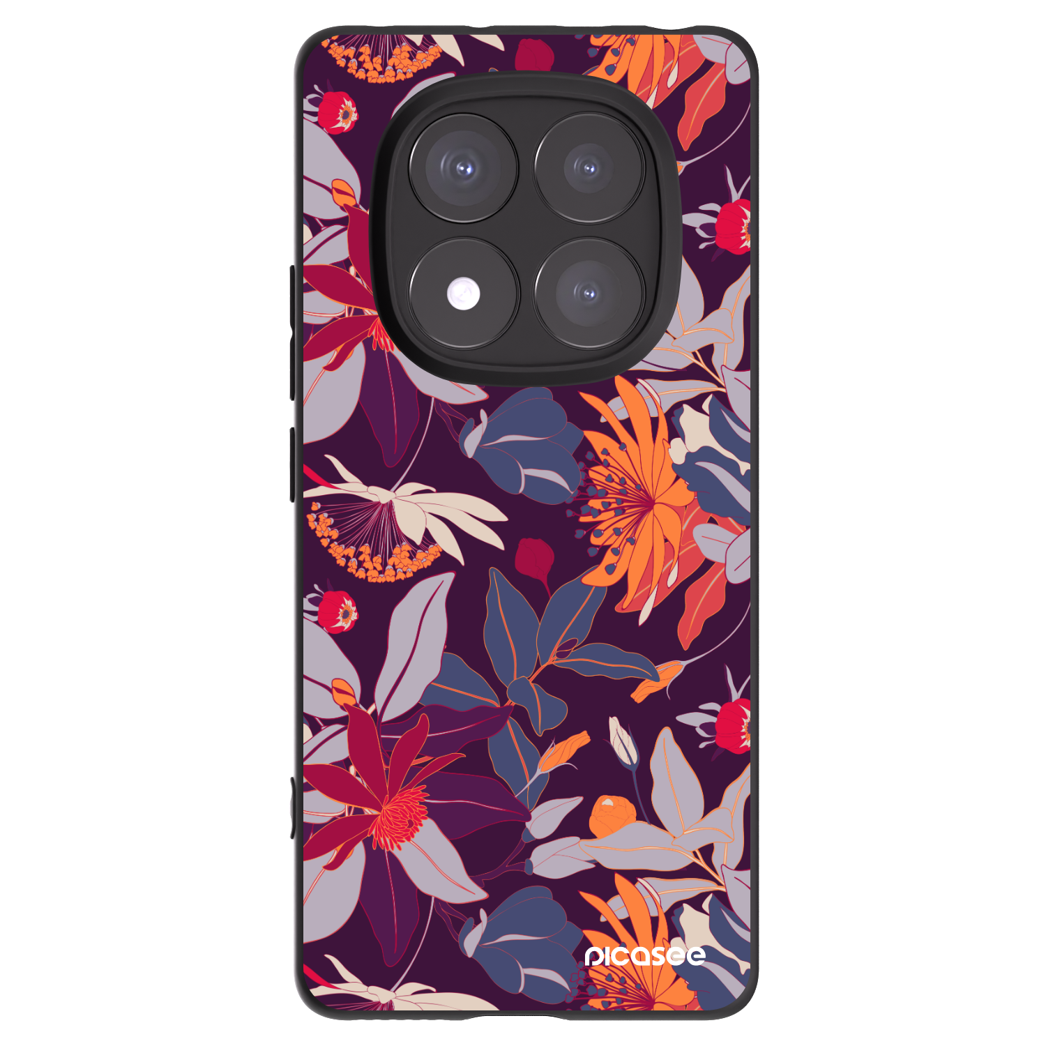 Picasee fekete szilikon tok az alábbi mobiltelefonokra Xiaomi Redmi Note 14 Pro+ 5G - Purple Leaf