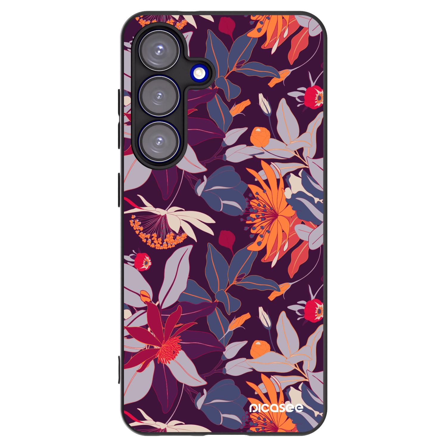 Picasee fekete szilikon tok az alábbi mobiltelefonokra Samsung Galaxy S25 5G - Purple Leaf