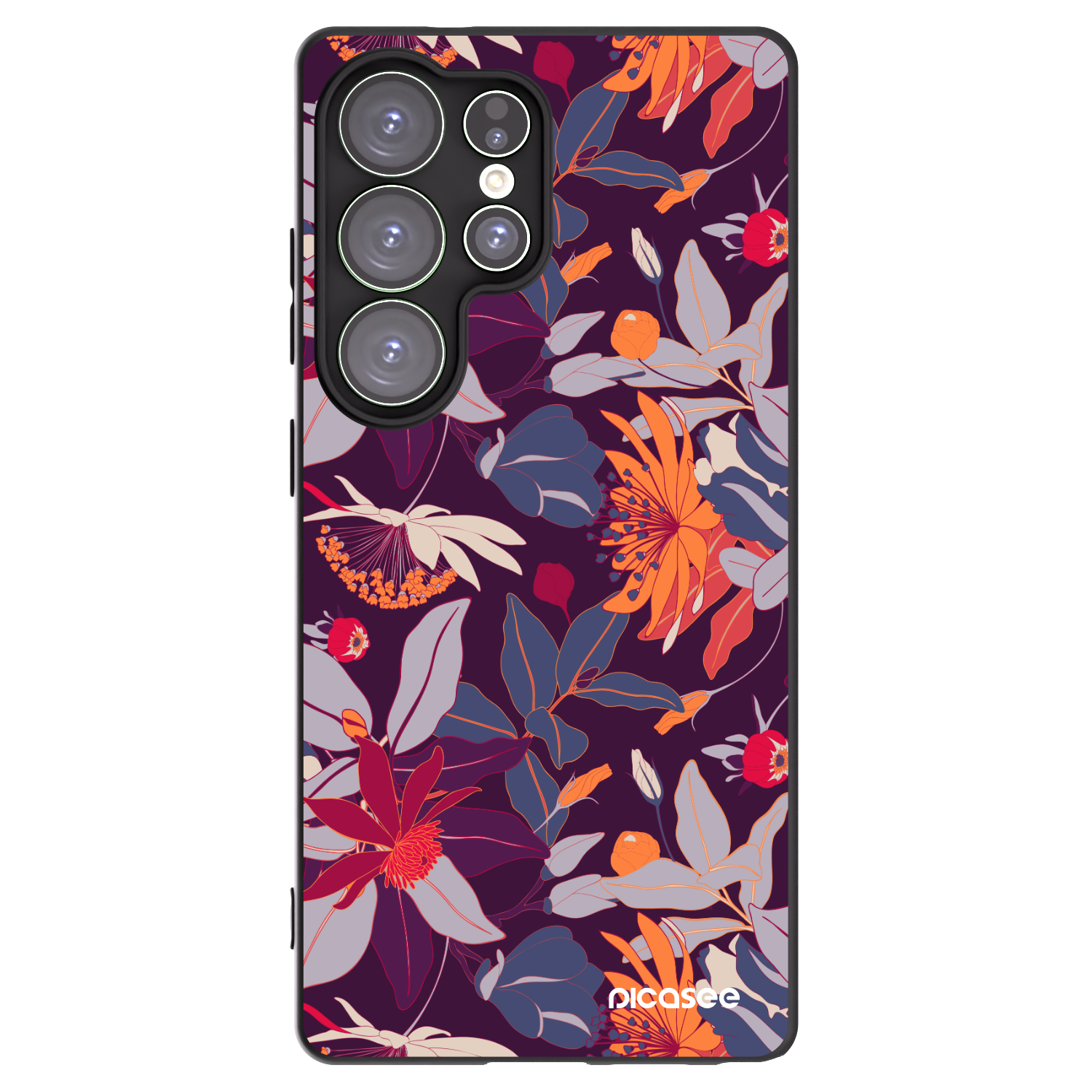 Picasee fekete szilikon tok az alábbi mobiltelefonokra Samsung Galaxy S25 Ultra 5G - Purple Leaf