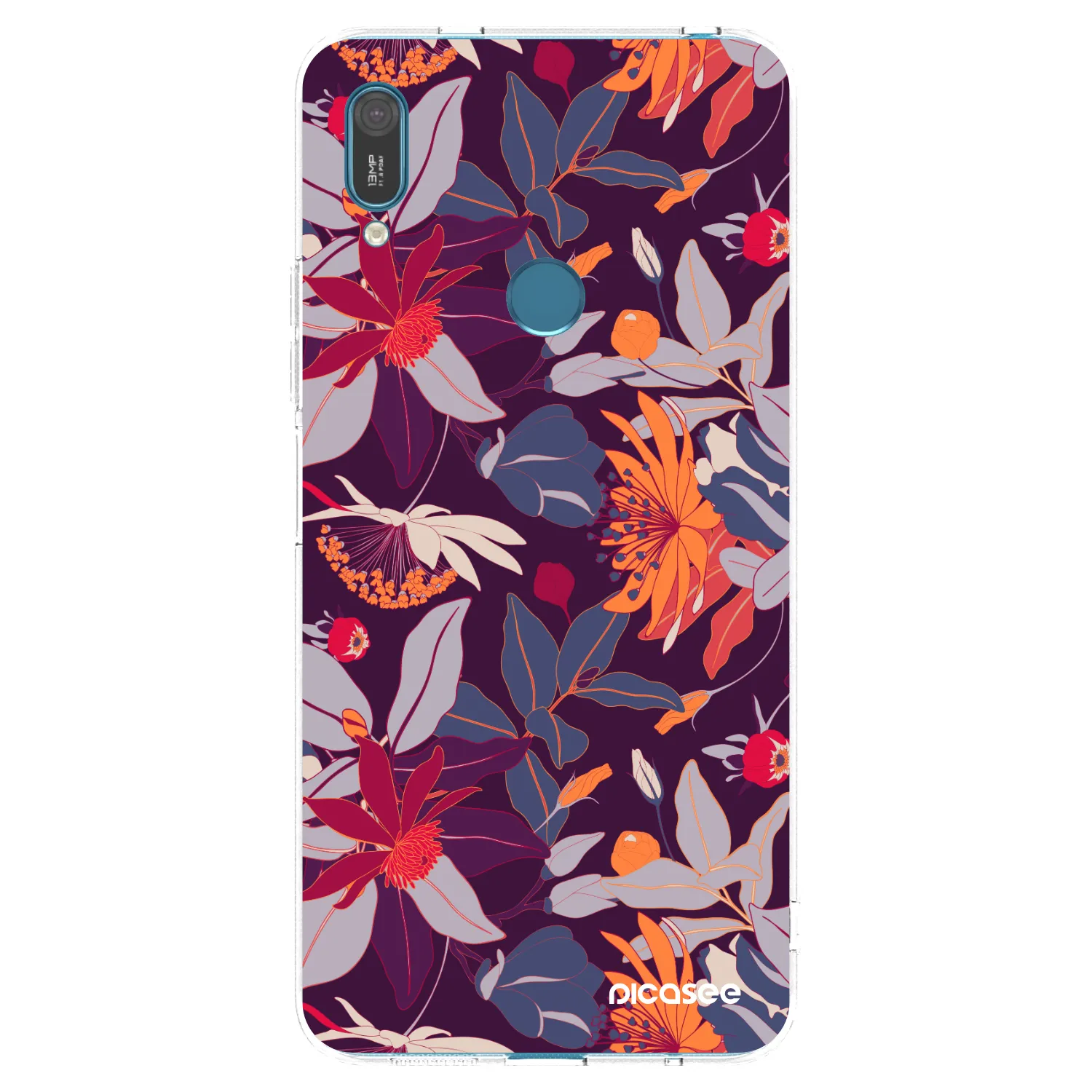 Picasee átlátszó szilikon tok az alábbi mobiltelefonokra Huawei Y7 2019 - Purple Leaf