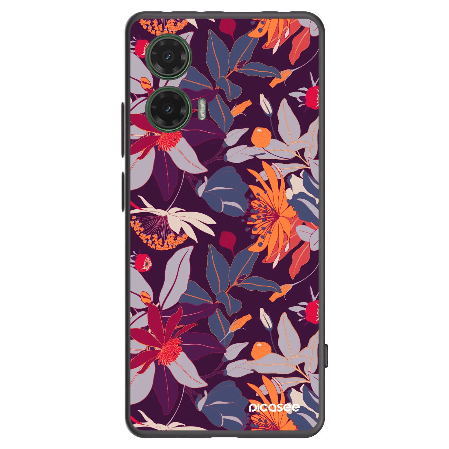 Picasee fekete szilikon tok az alábbi mobiltelefonokra Motorola Moto G35 5G - Purple Leaf