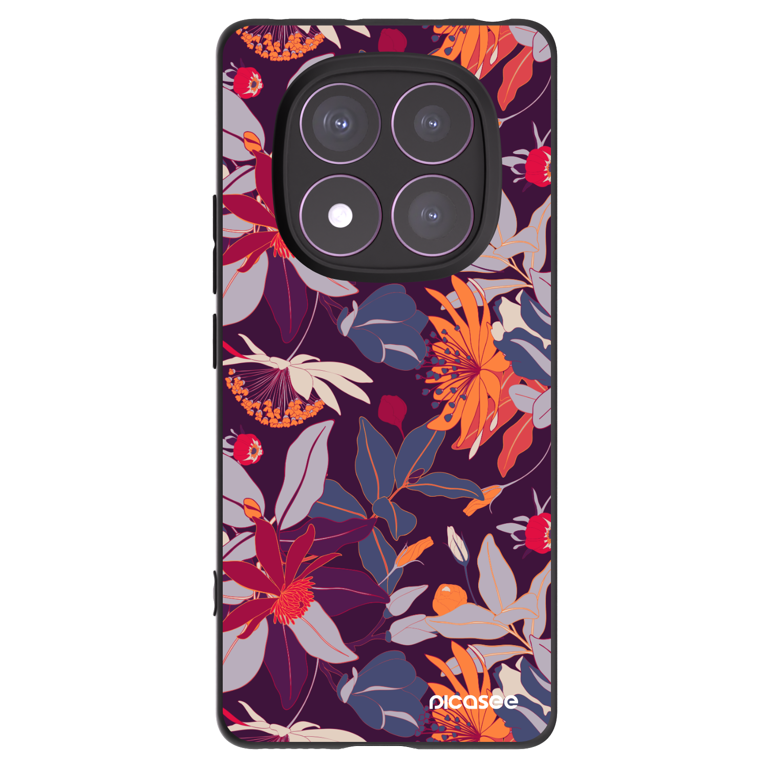 Picasee fekete szilikon tok az alábbi mobiltelefonokra Xiaomi Redmi Note 14 Pro 4G - Purple Leaf