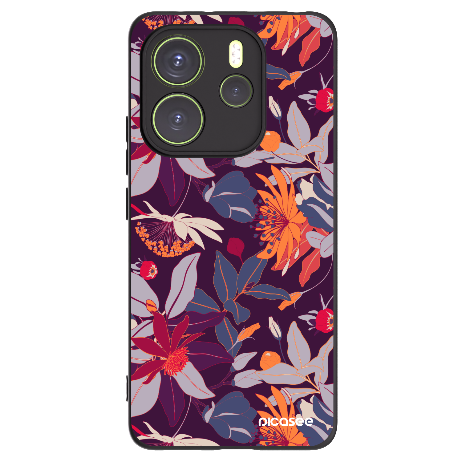 Picasee fekete szilikon tok az alábbi mobiltelefonokra Xiaomi Redmi Note 14 4G - Purple Leaf