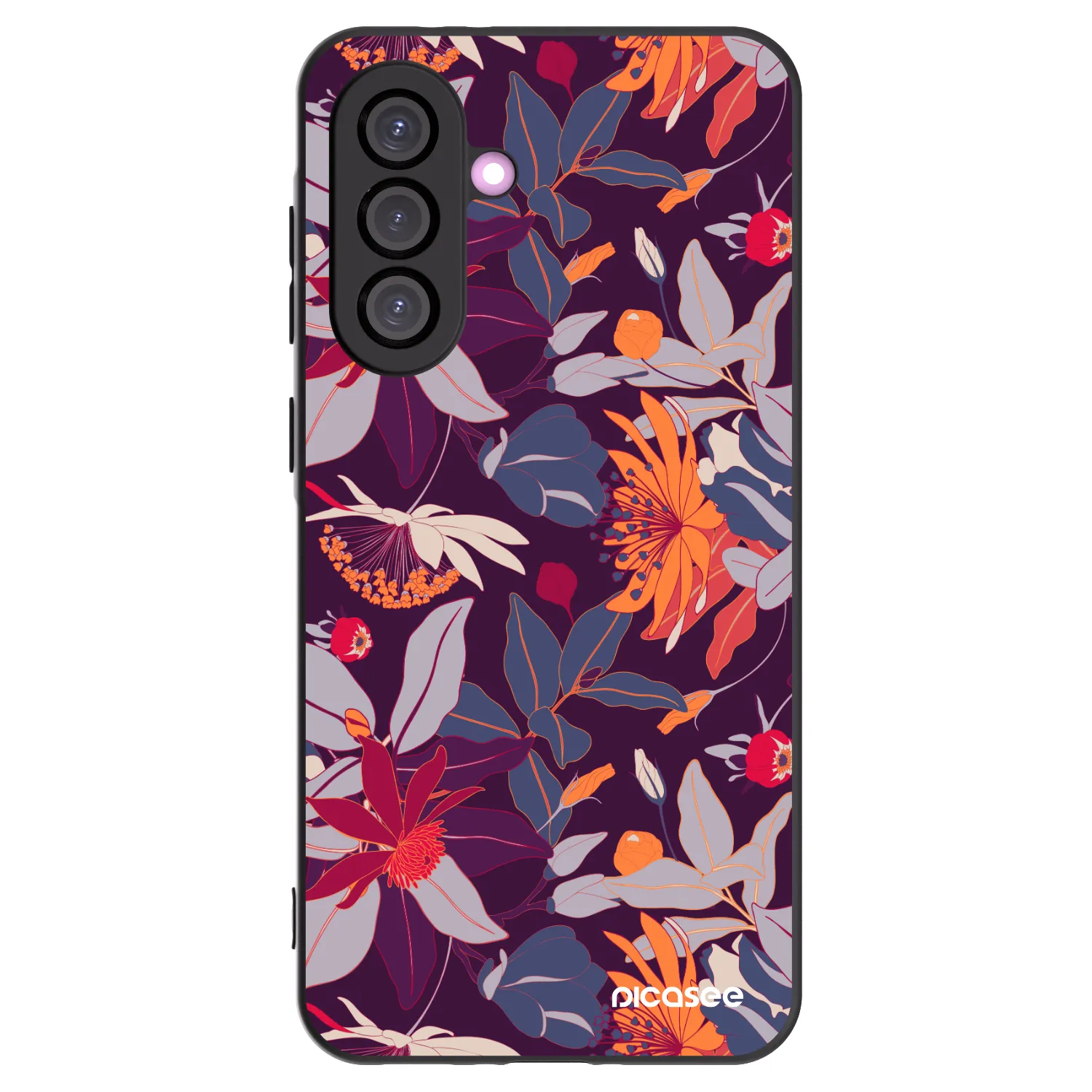 Picasee fekete szilikon tok az alábbi mobiltelefonokra Samsung Galaxy A56 5G A566B - Purple Leaf