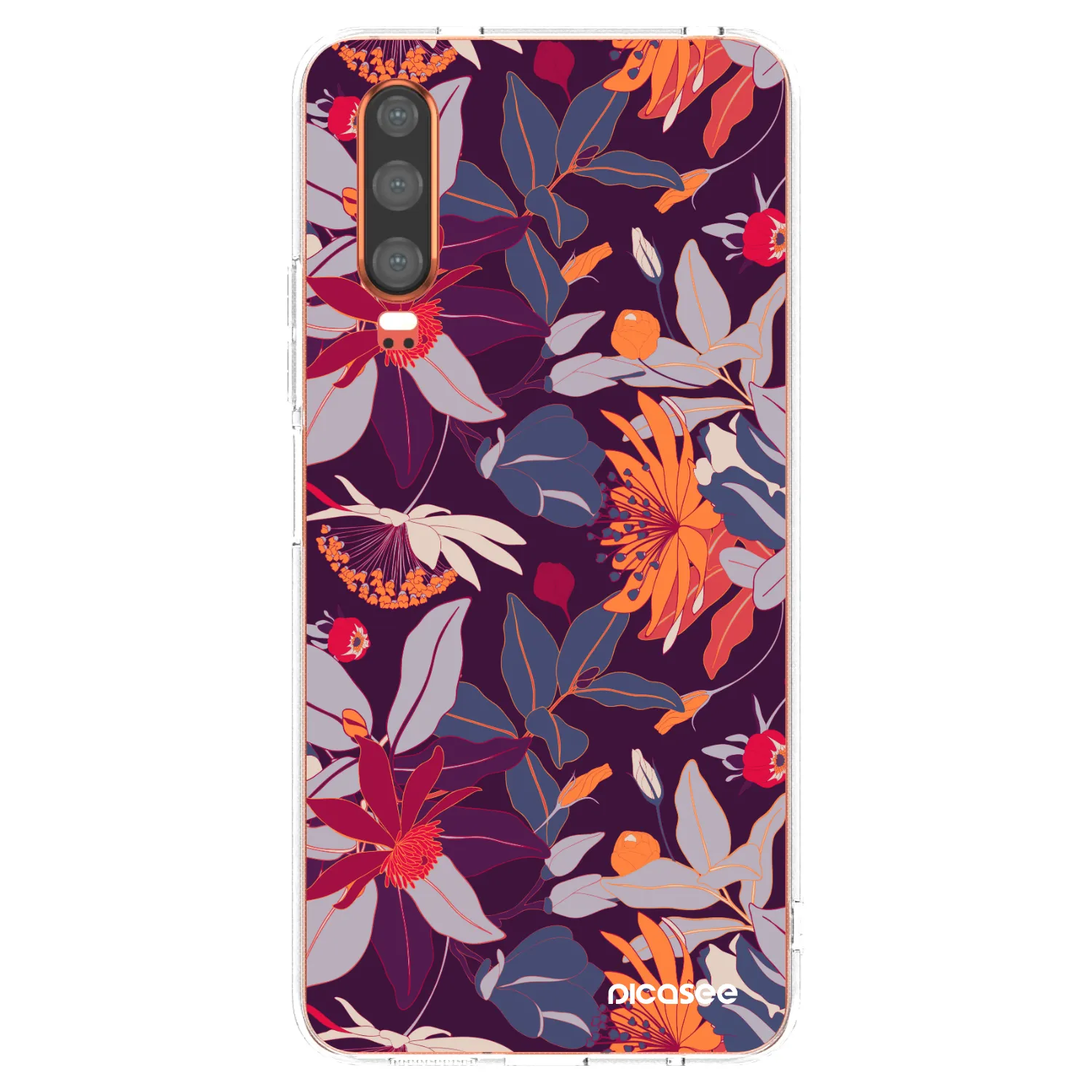 Picasee átlátszó szilikon tok az alábbi mobiltelefonokra Huawei P30 - Purple Leaf
