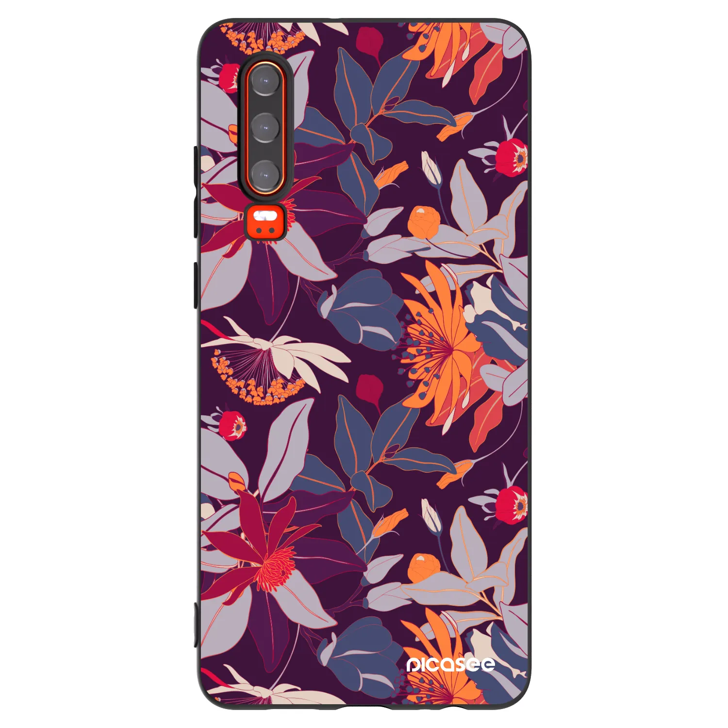 Picasee fekete szilikon tok az alábbi mobiltelefonokra Huawei P30 - Purple Leaf