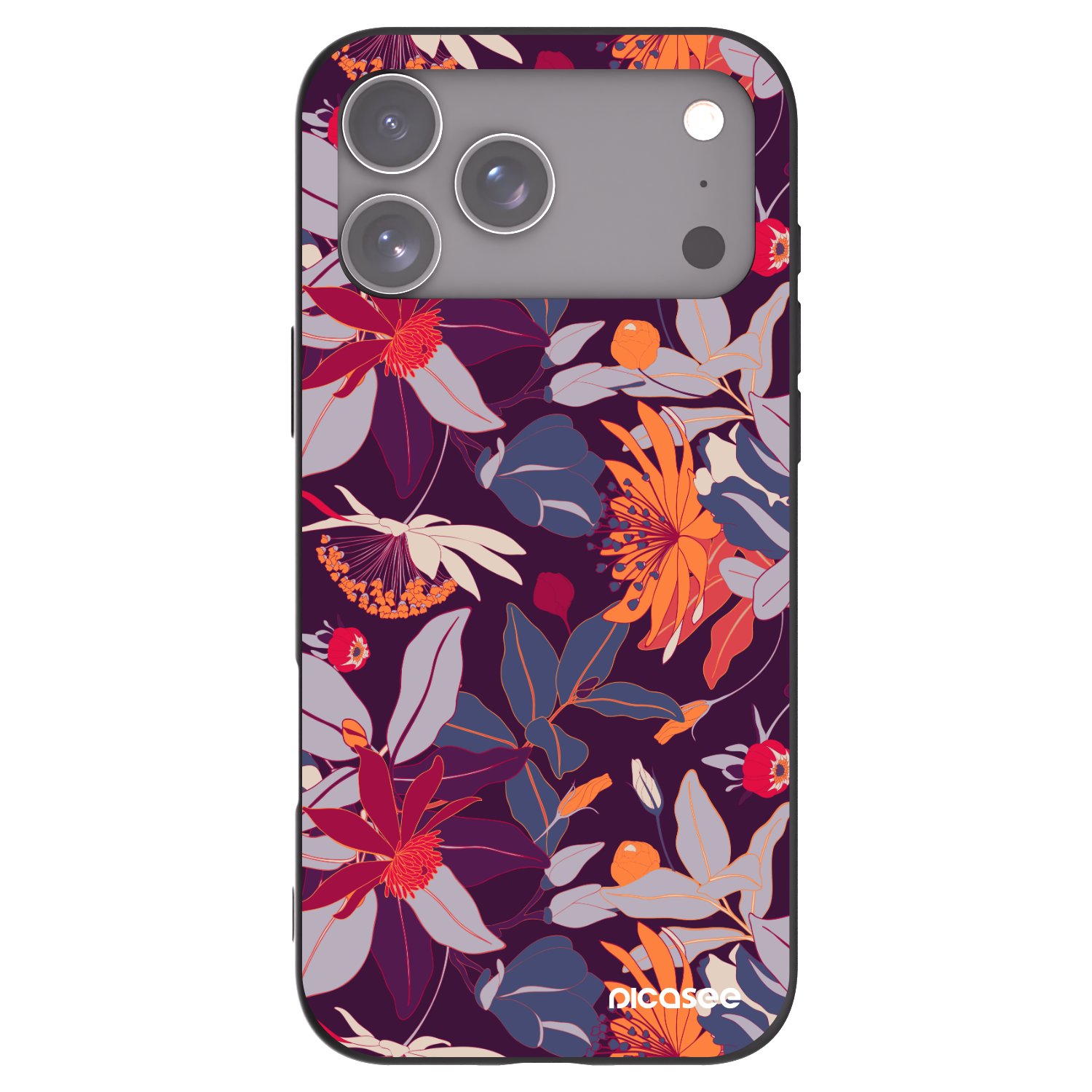 Picasee fekete szilikon tok az alábbi mobiltelefonokra Apple iPhone 17 Pro Max - Purple Leaf