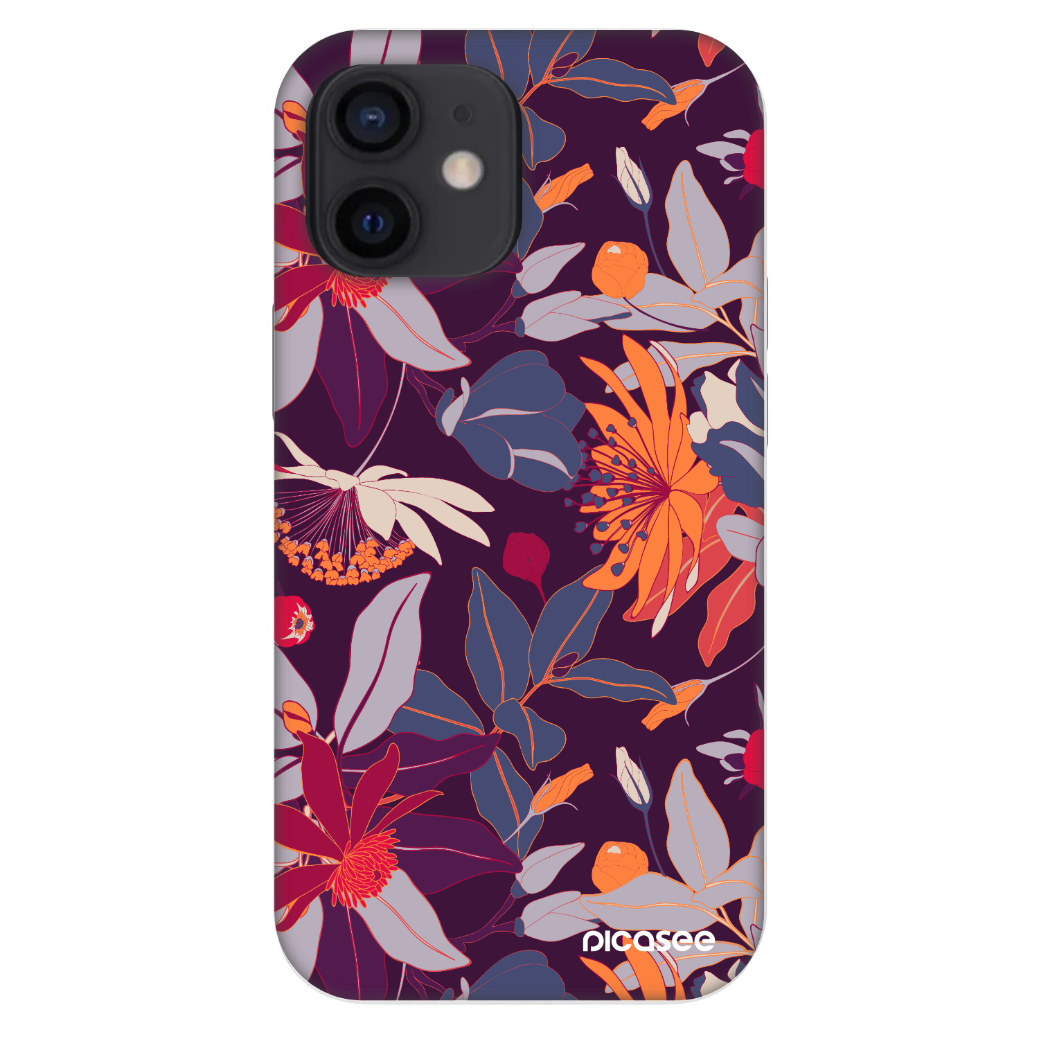 Picasee Fashion Case Apple iPhone 12 mini - Purple Leaf
